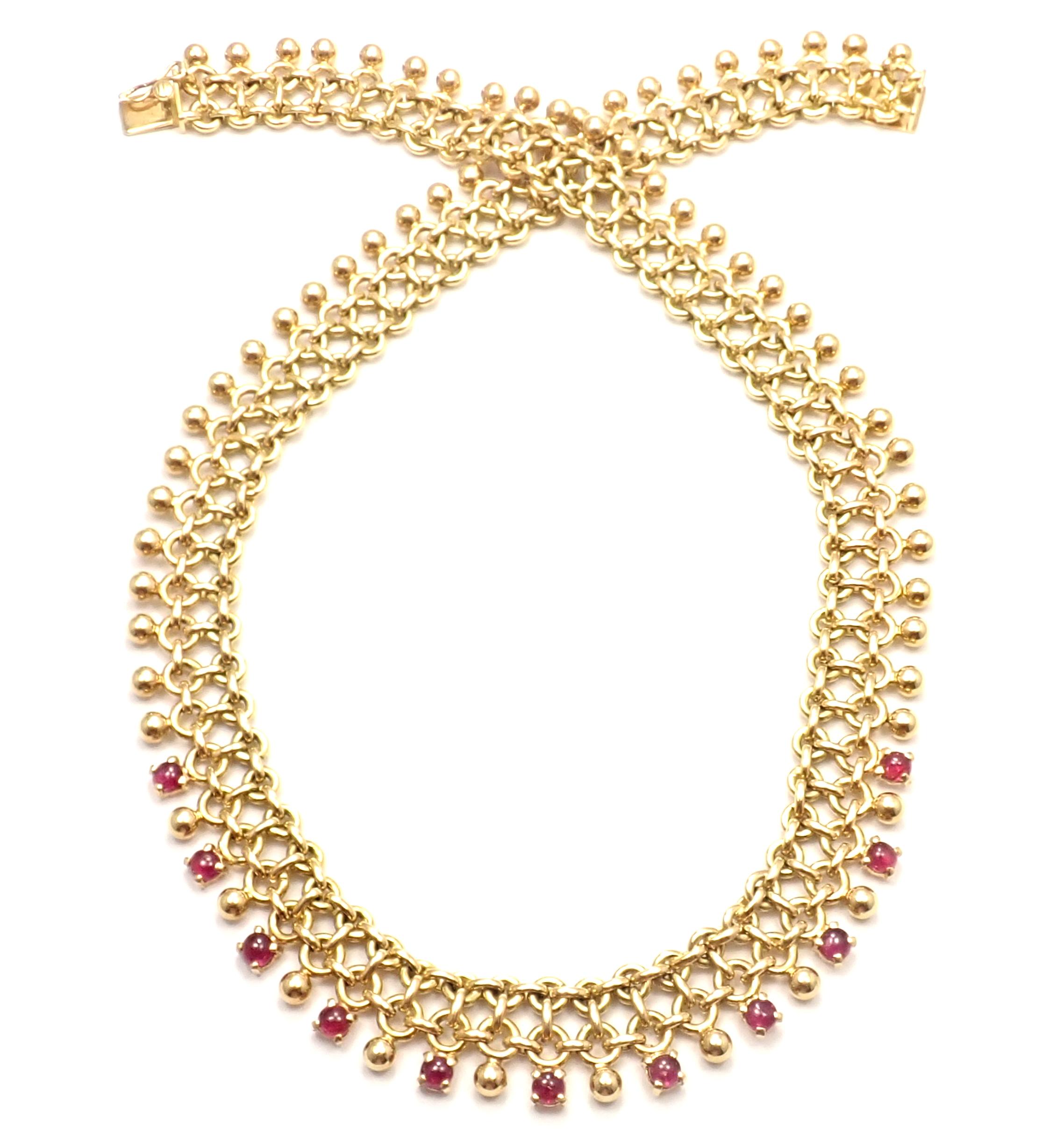 Cabochon Vintage Tiffany & Co. Ruby Collar Yellow Gold Necklace For Sale