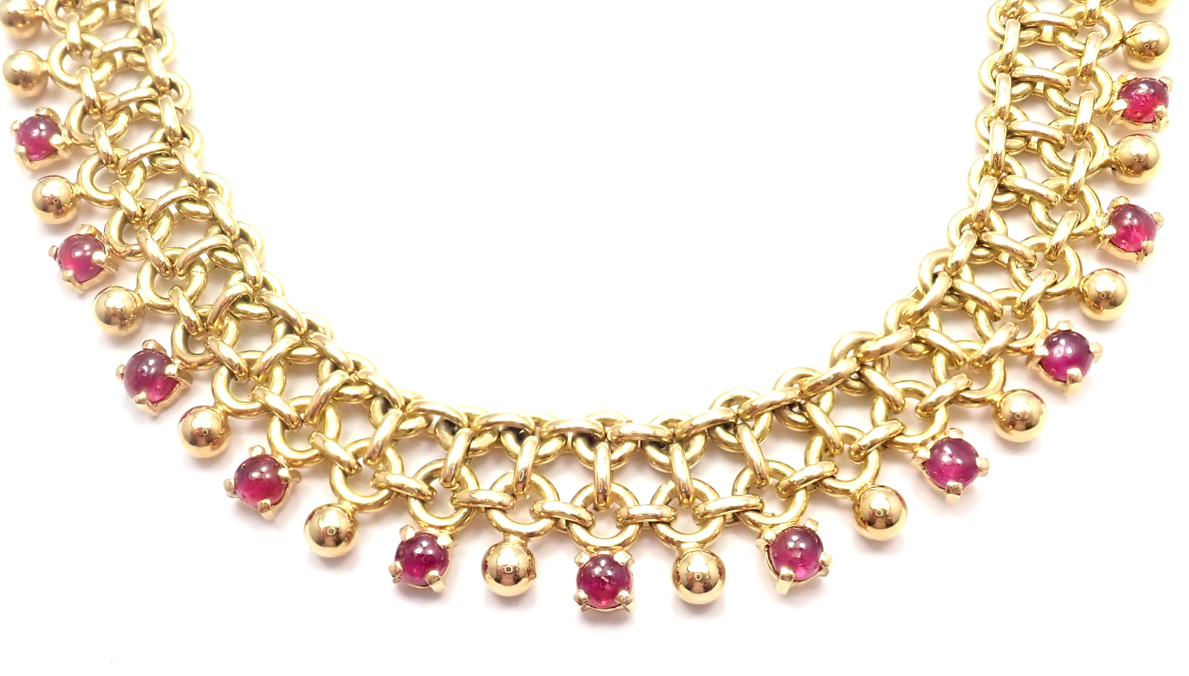Vintage Tiffany & Co. Ruby Collar Yellow Gold Necklace In Excellent Condition For Sale In Holland, PA
