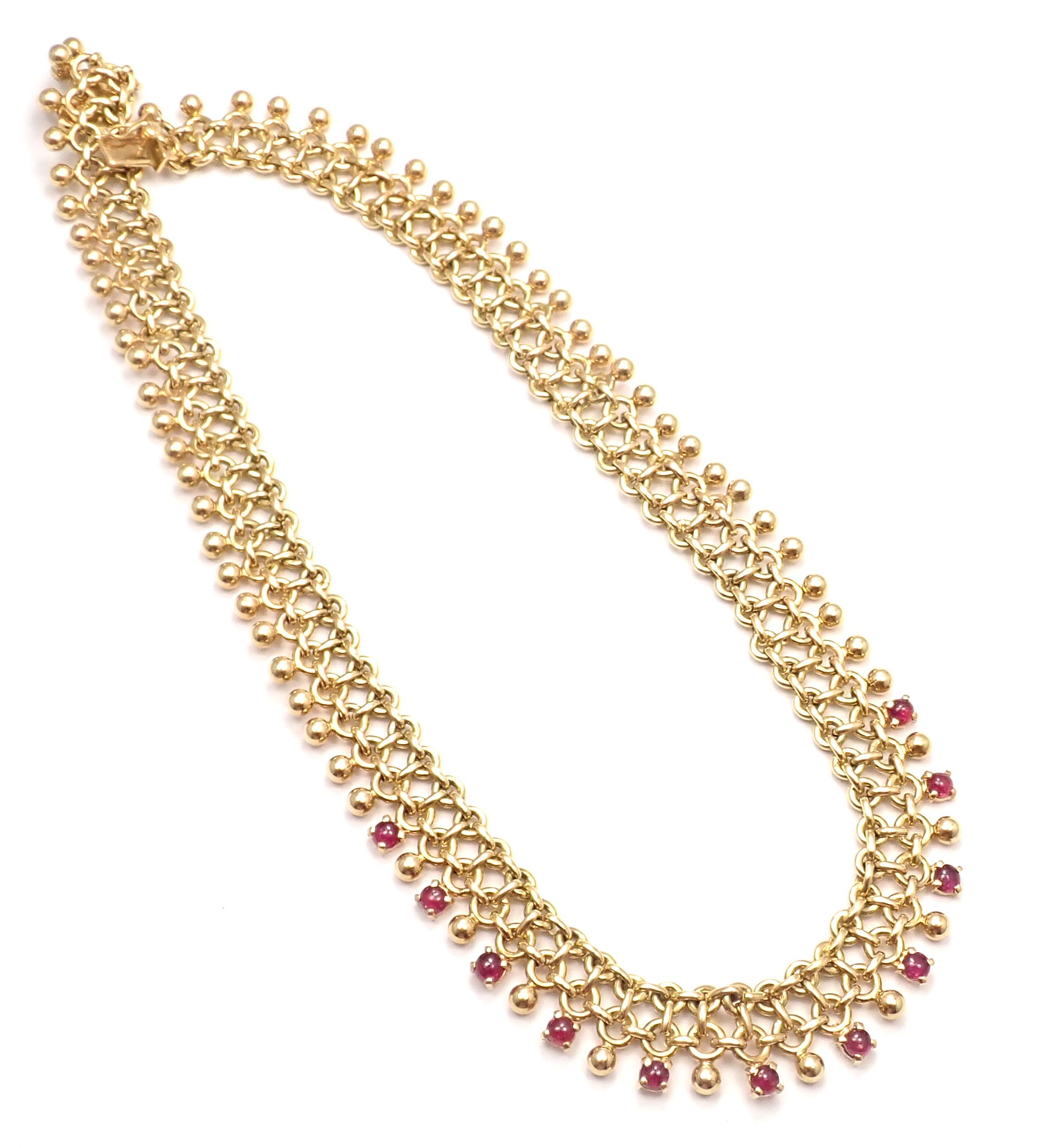 Women's or Men's Vintage Tiffany & Co. Ruby Collar Yellow Gold Necklace For Sale