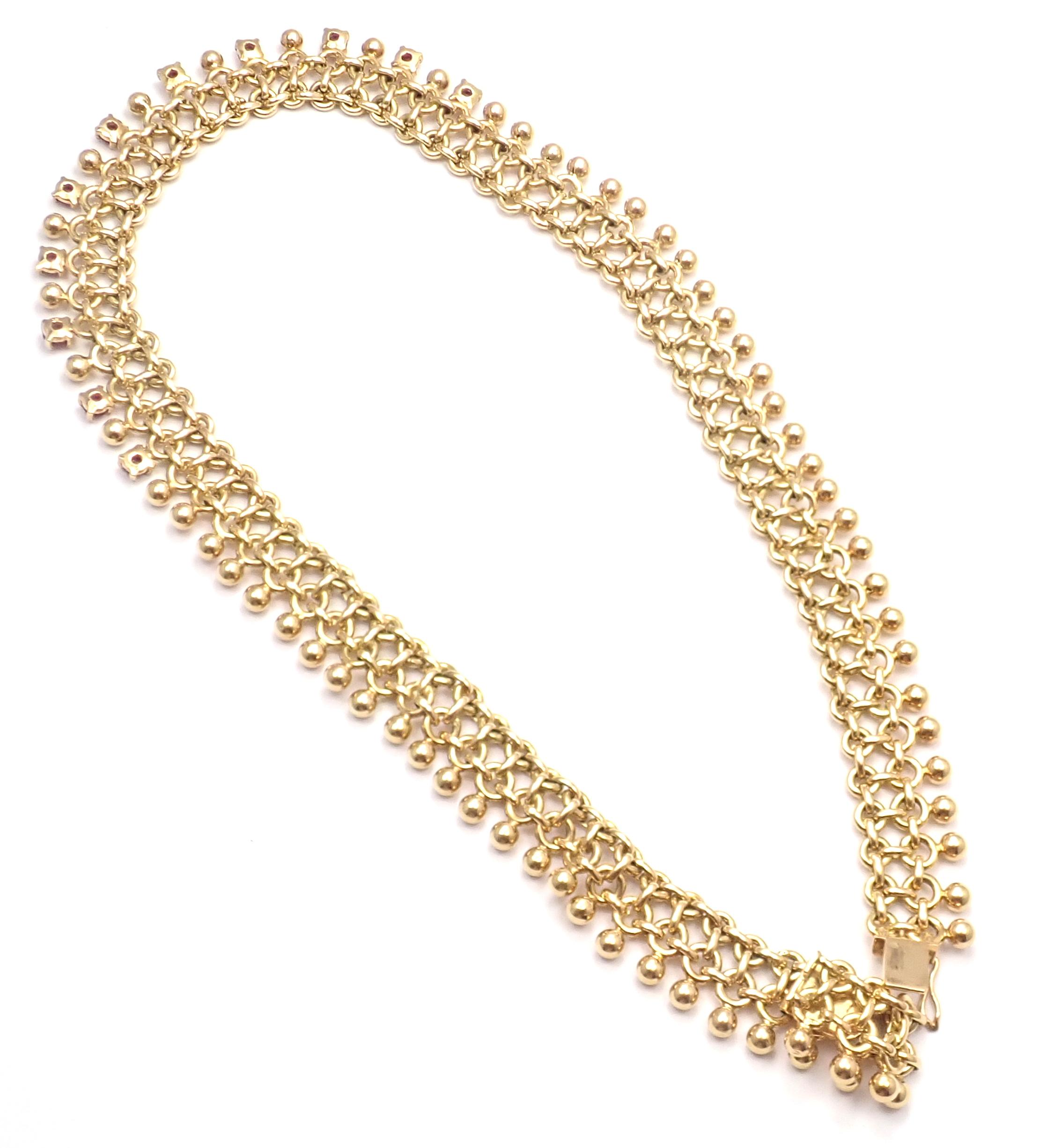 Vintage Tiffany & Co. Ruby Collar Yellow Gold Necklace For Sale 1