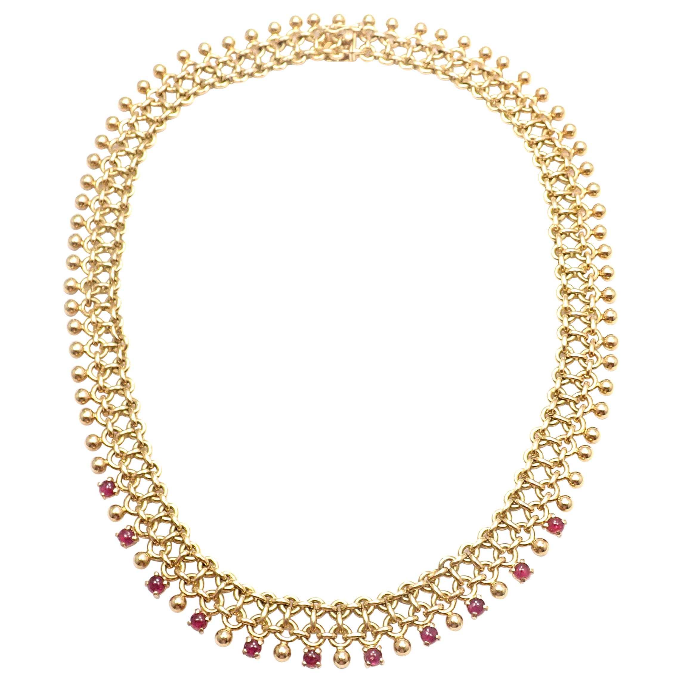 Vintage Tiffany & Co. Ruby Collar Yellow Gold Necklace