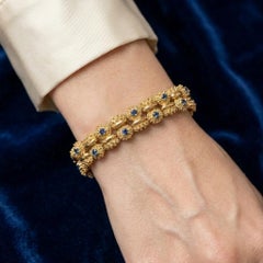 Tiffany & Co. Saphir Bracelet à maillons texturés en or 18K 7 pouces