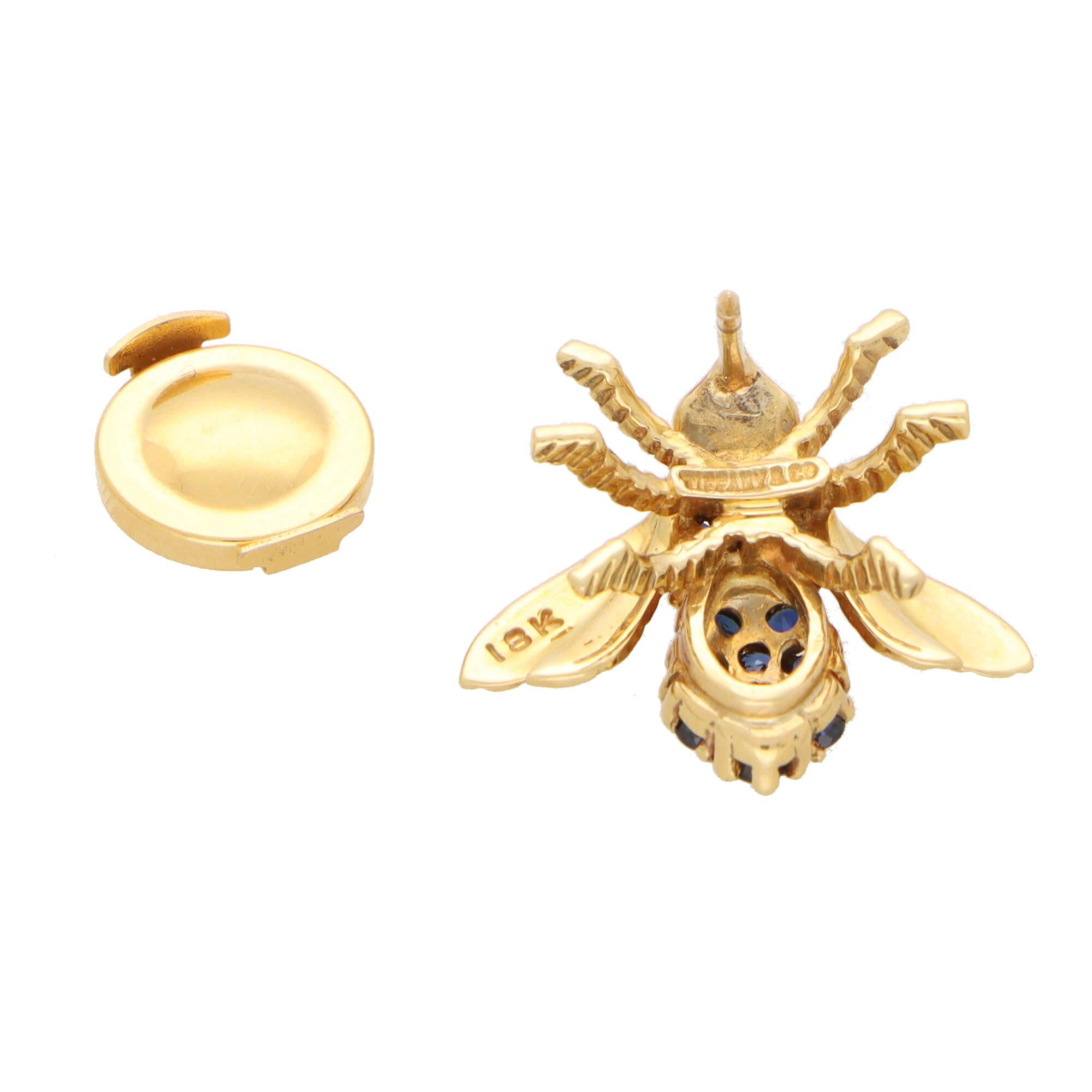 Weinlese Tiffany & Co. Brosche mit Saphiren und Diamanten aus 18 Karat Gelbgold (Retro)