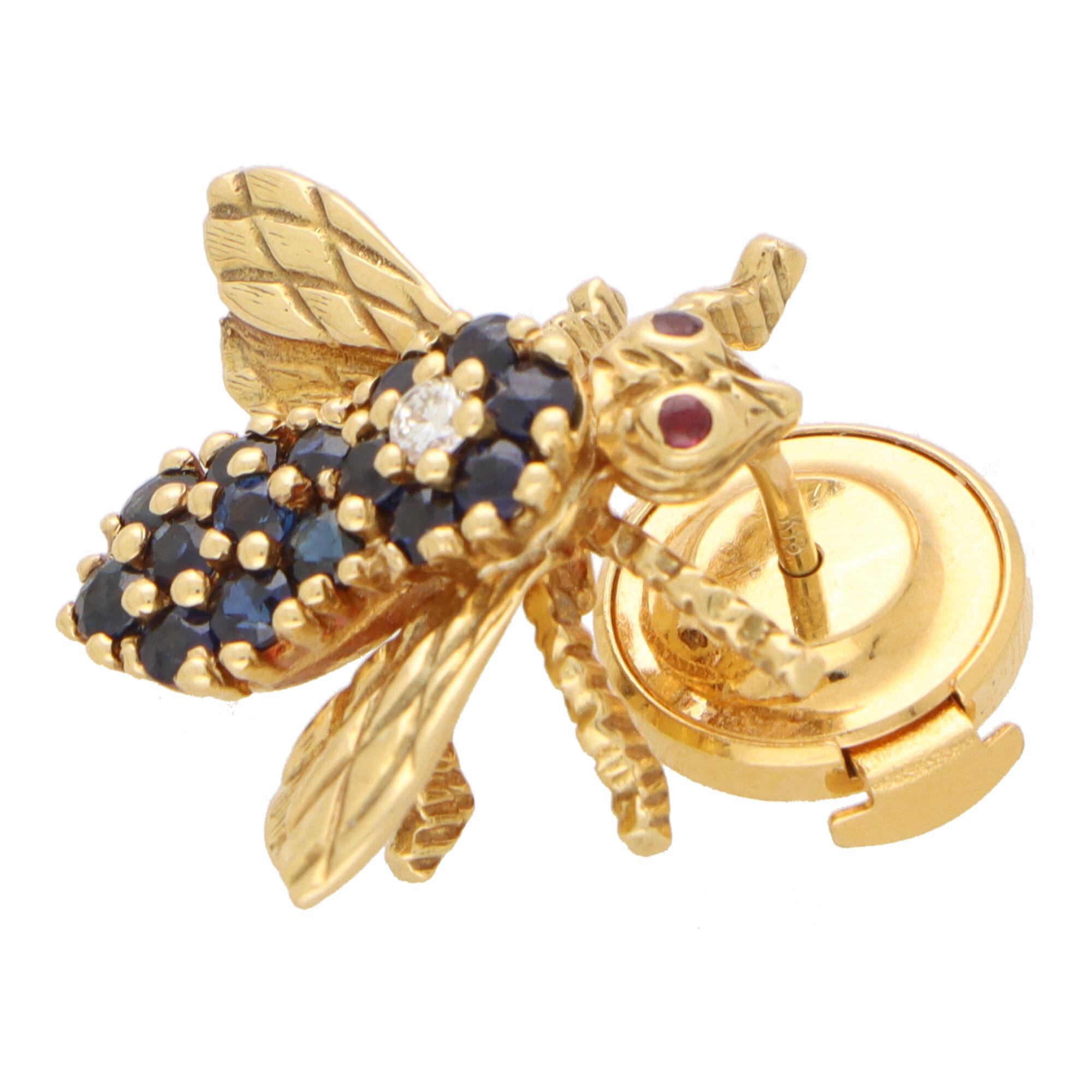Weinlese Tiffany & Co. Brosche mit Saphiren und Diamanten aus 18 Karat Gelbgold im Zustand „Hervorragend“ in London, GB