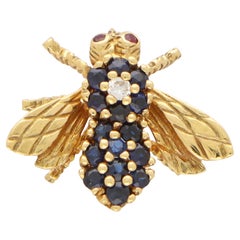 Weinlese Tiffany & Co. Brosche mit Saphiren und Diamanten aus 18 Karat Gelbgold