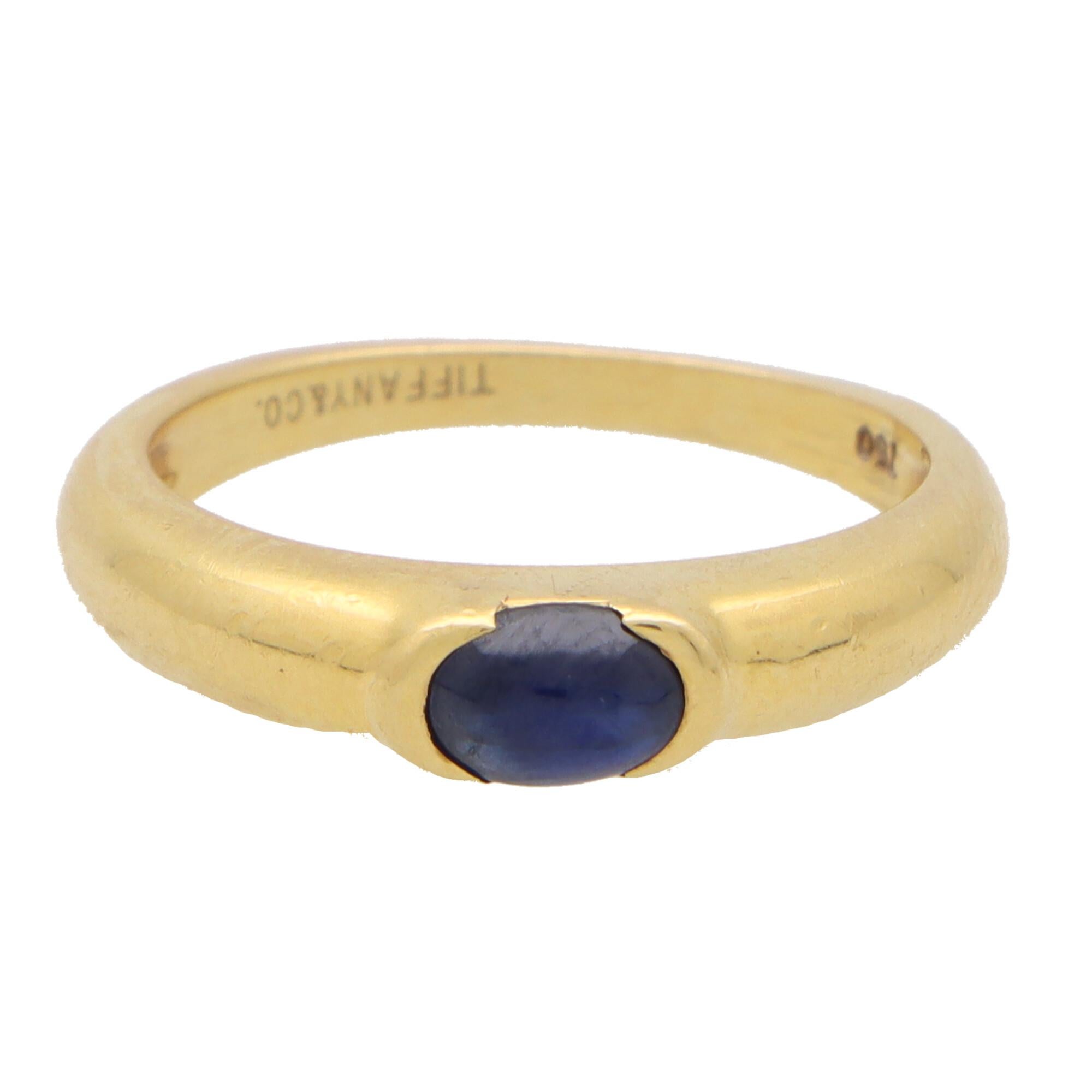 Cabochon Vintage Tiffany & Co. Sapphire Band Ring Set in 18k Yellow Gold