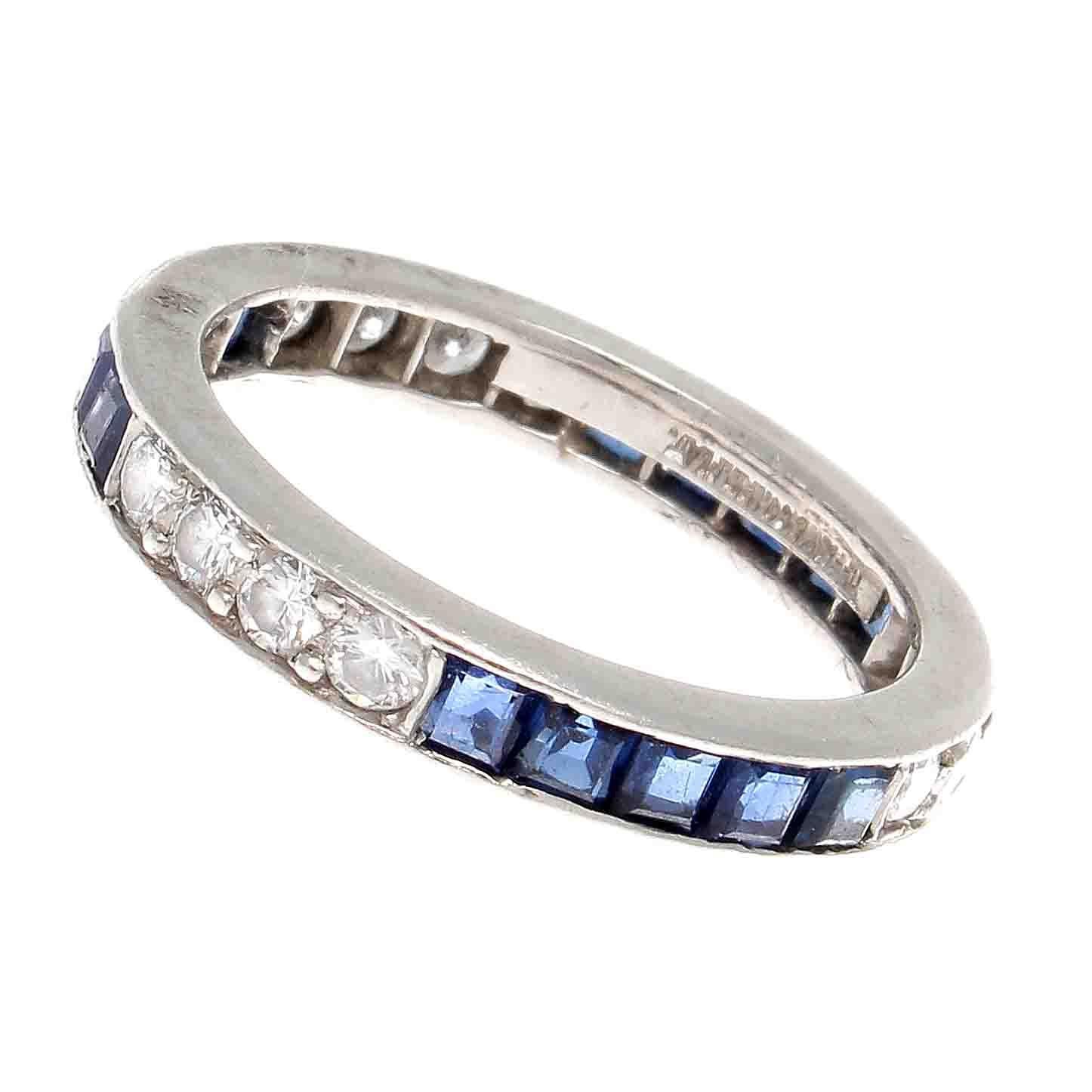 Vintage Tiffany & Co. Sapphire Diamond Platinum Eternity Ring