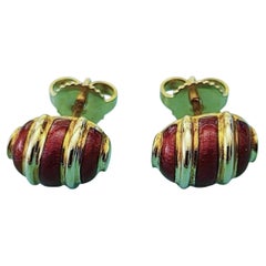 Vintage Tiffany & Co. Schlumberger 18k Gold and Red Enamel Stud Earrings