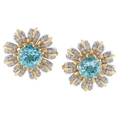 Tiffany
Co. d
epoca. Orecchini a fiore con diamante e acquamarina Schlumberger
