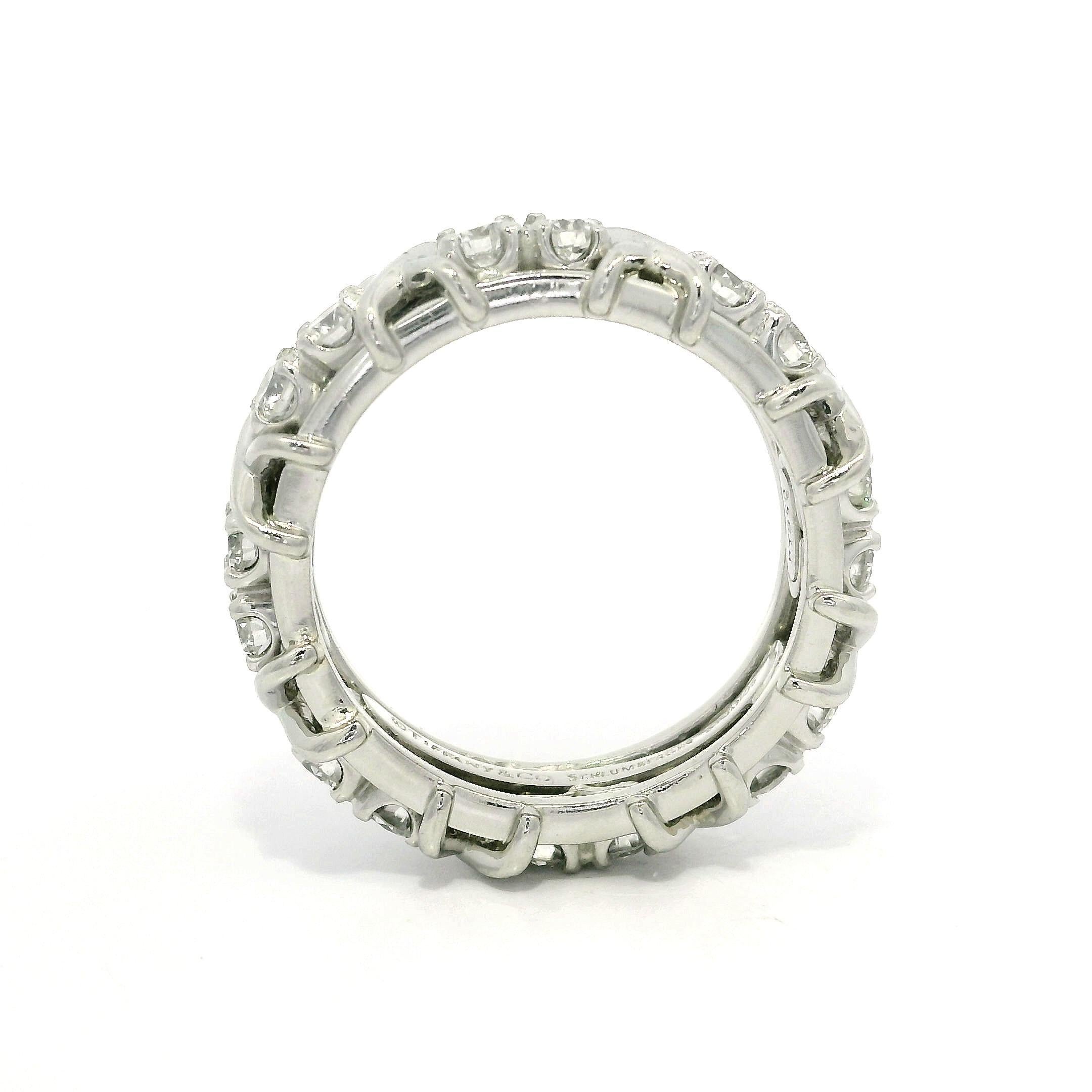 Women's Vintage Tiffany & Co. Schlumberger Platinum 16 Diamond X Eternity Band Ring For Sale