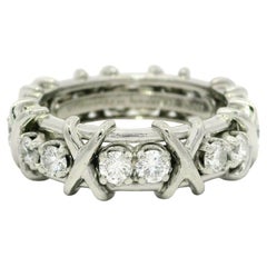 Vintage Tiffany & Co. Schlumberger Platinum 16 Diamond X Eternity Band Ring