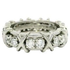 Vintage Tiffany & Co. Schlumberger Platinum 16 Diamond X Eternity Band Ring