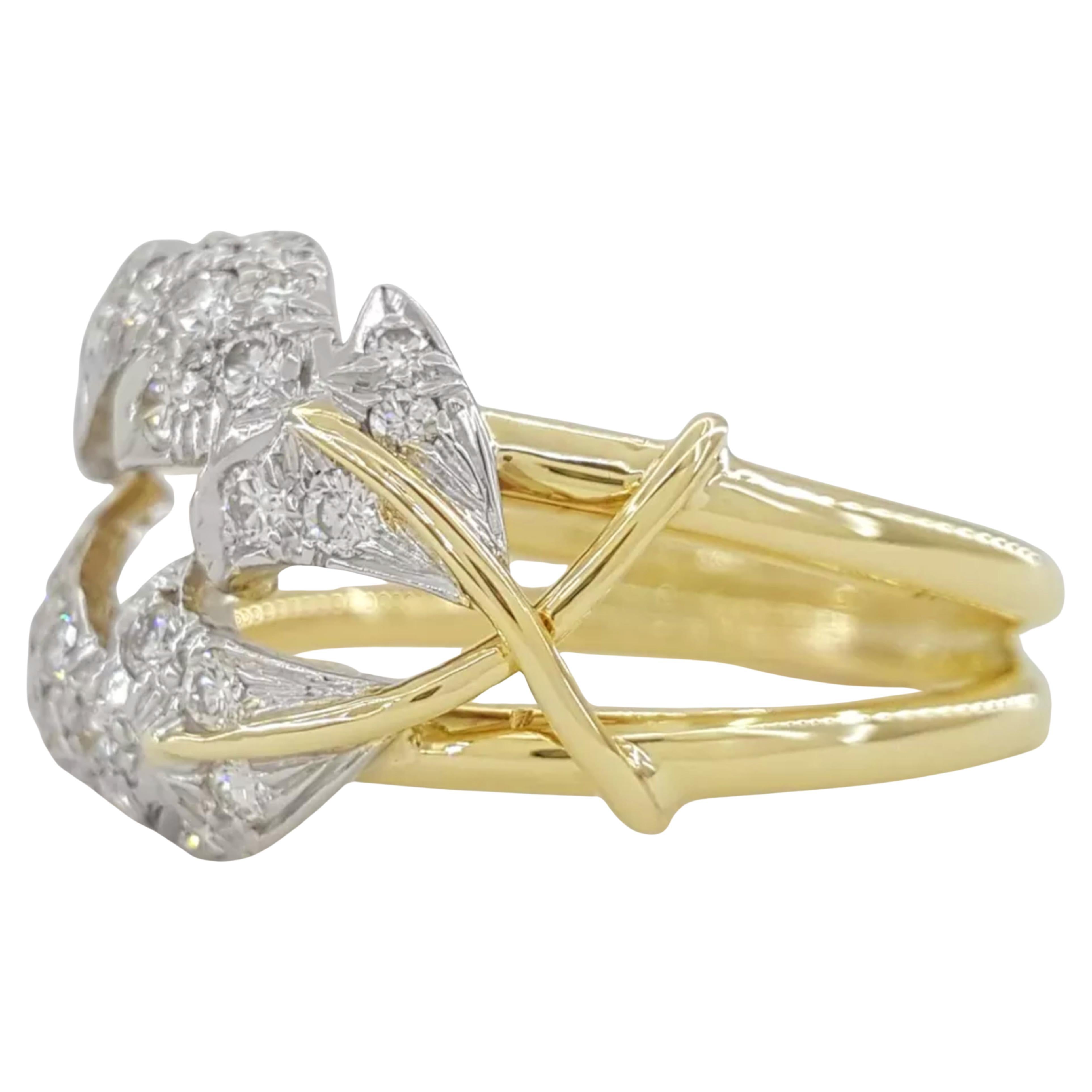 Vintage Tiffany & Co. Schlumberger Round Brilliant Cut Diamond Ring In Excellent Condition For Sale In Chicago, IL