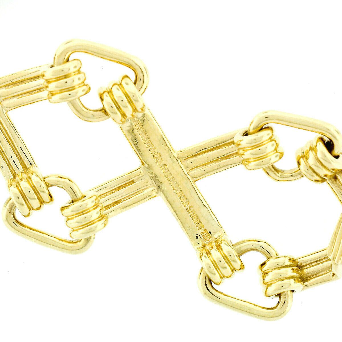 Vintage Tiffany & Co. Schlumberger Studios 18k Gold Wide Grooved X Link Bracelet 5