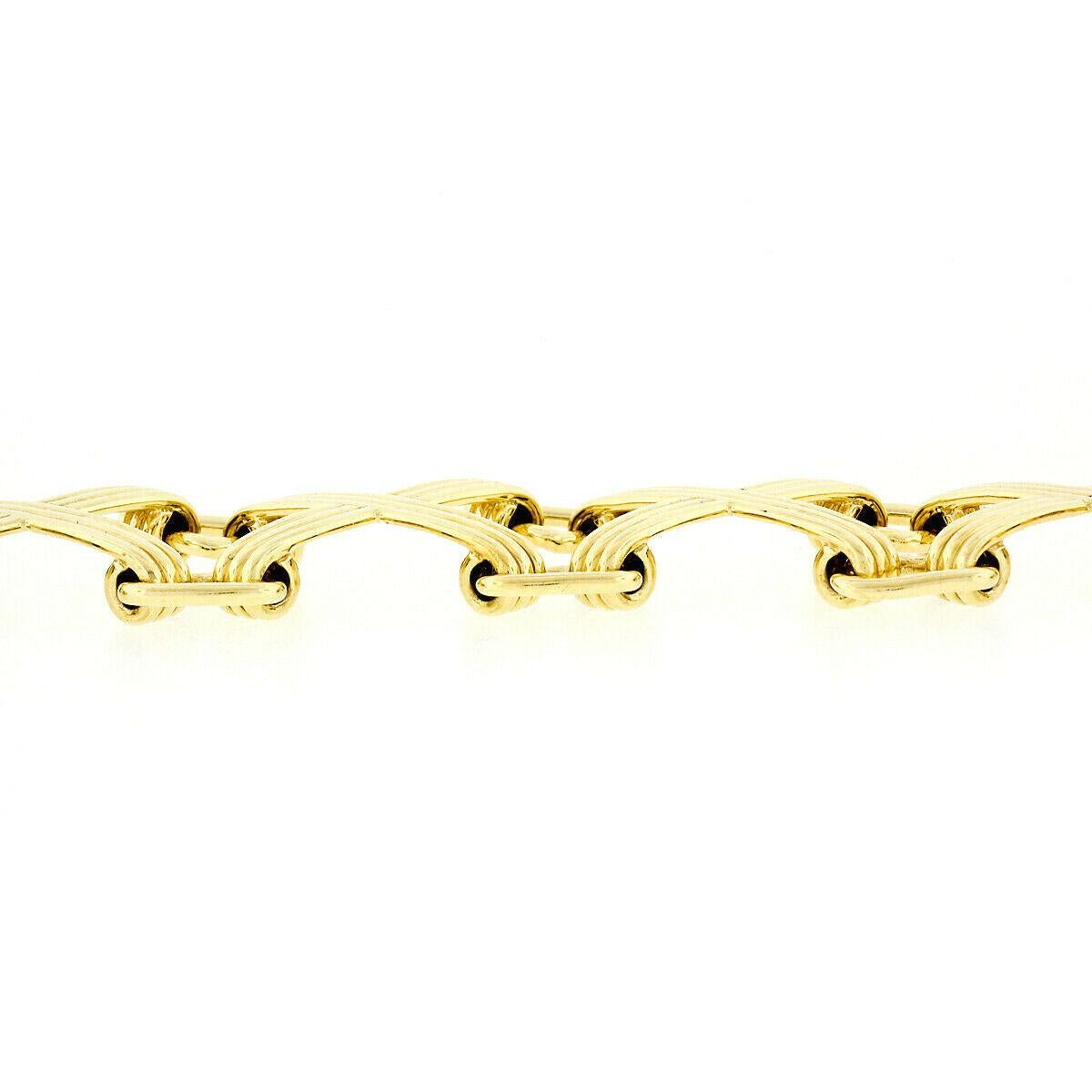 Vintage Tiffany & Co. Schlumberger Studios 18k Gold Wide Grooved X Link Bracelet 1