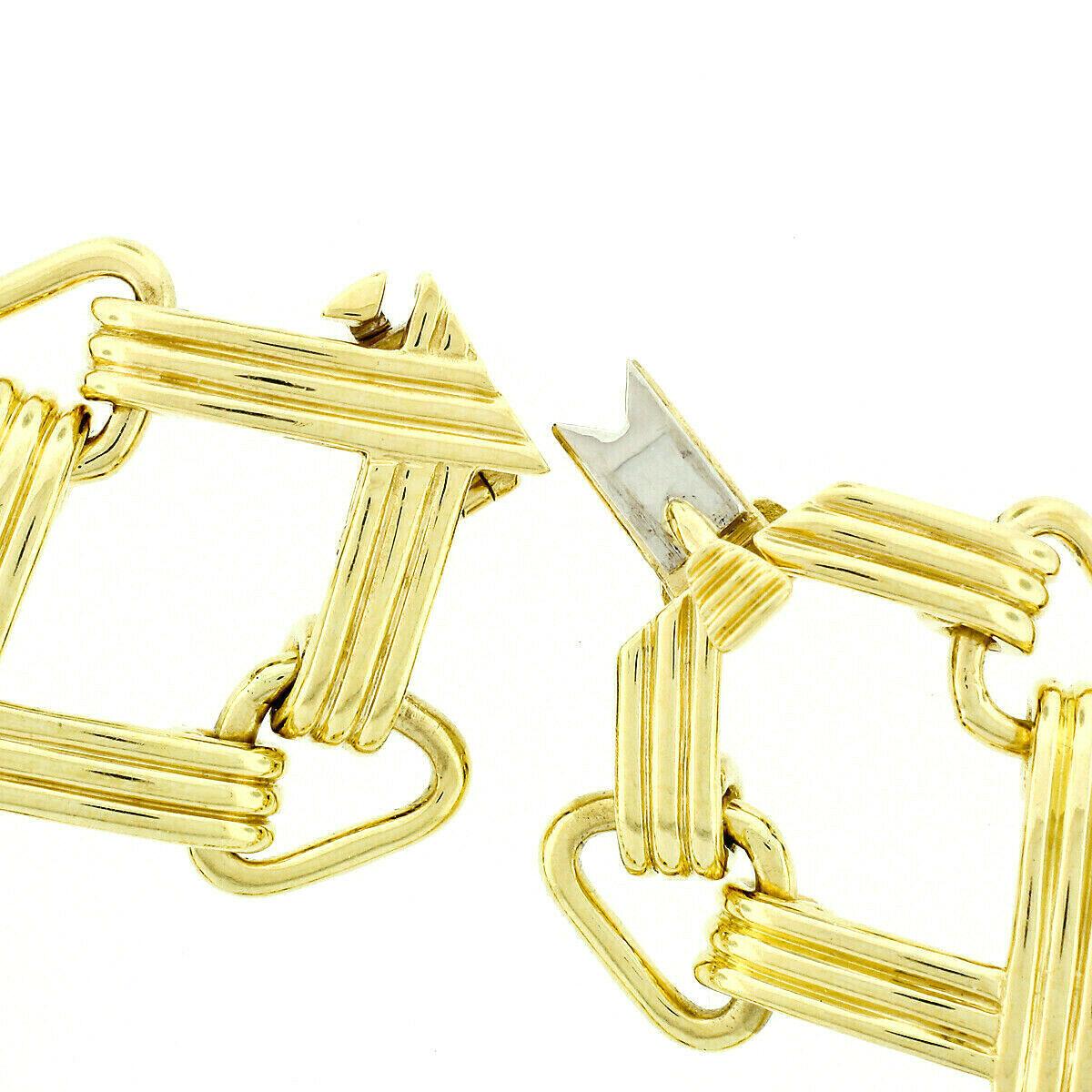 Vintage Tiffany & Co. Schlumberger Studios 18k Gold Wide Grooved X Link Bracelet 4