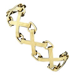 Vintage Tiffany & Co. Schlumberger Studios 18k Gold Wide Grooved X Link Bracelet