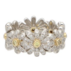 Vintage Tiffany & Co. Schlumberger Jaune et Blanc Diamant Daisy Band Ring