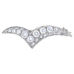 Vintage Tiffany & Co Seagull Diamond Brooch Pin Small Platinum Signed Jewelry