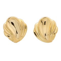 Vintage Tiffany & Co. Shell Earrings in 18k Yellow Gold