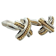 Vintage Tiffany & Co. Signature X Collection Cufflinks in Sterling Silver & 18k