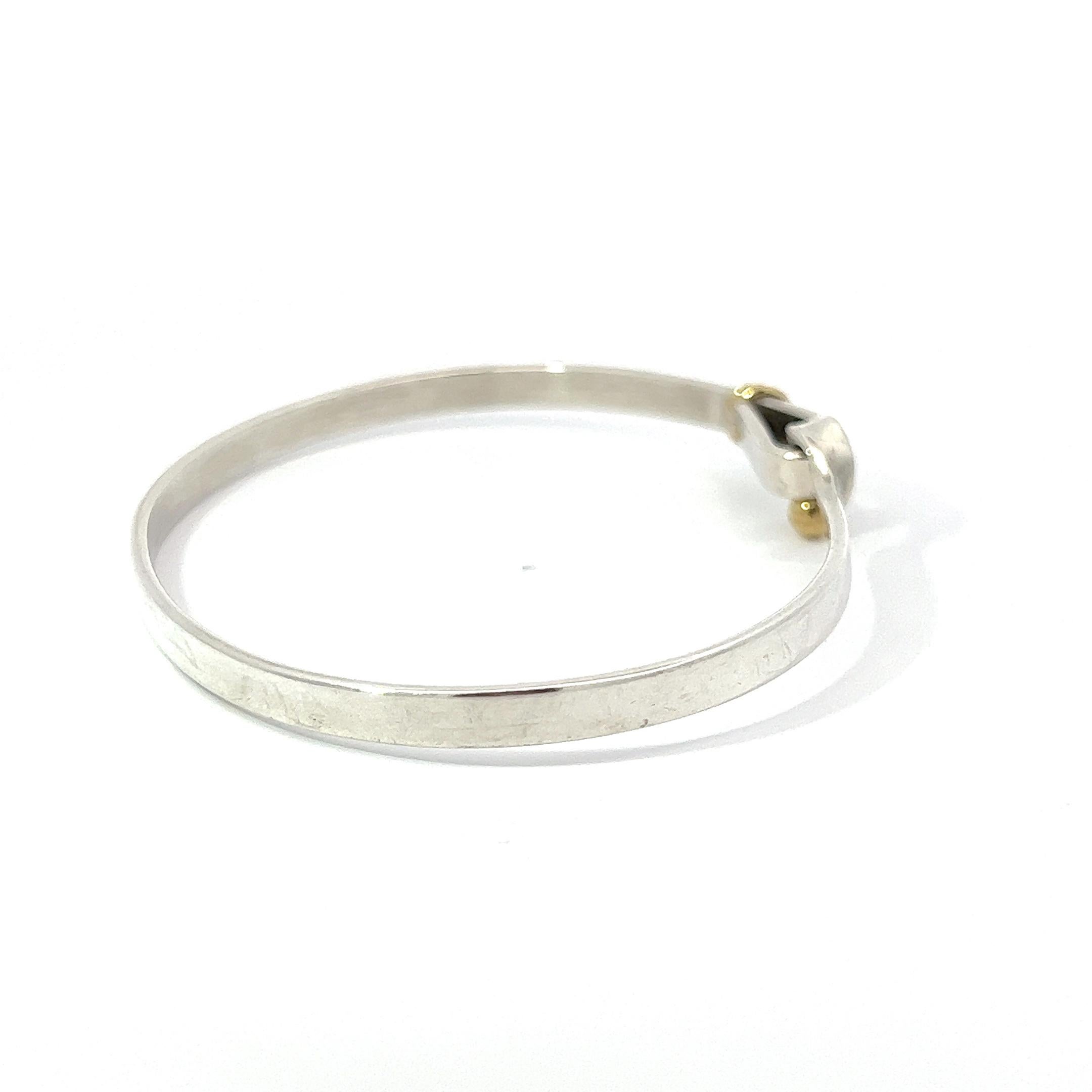 Contemporary Vintage Tiffany & Co Silver and 18K Hook and Eye Bangle Bracelet