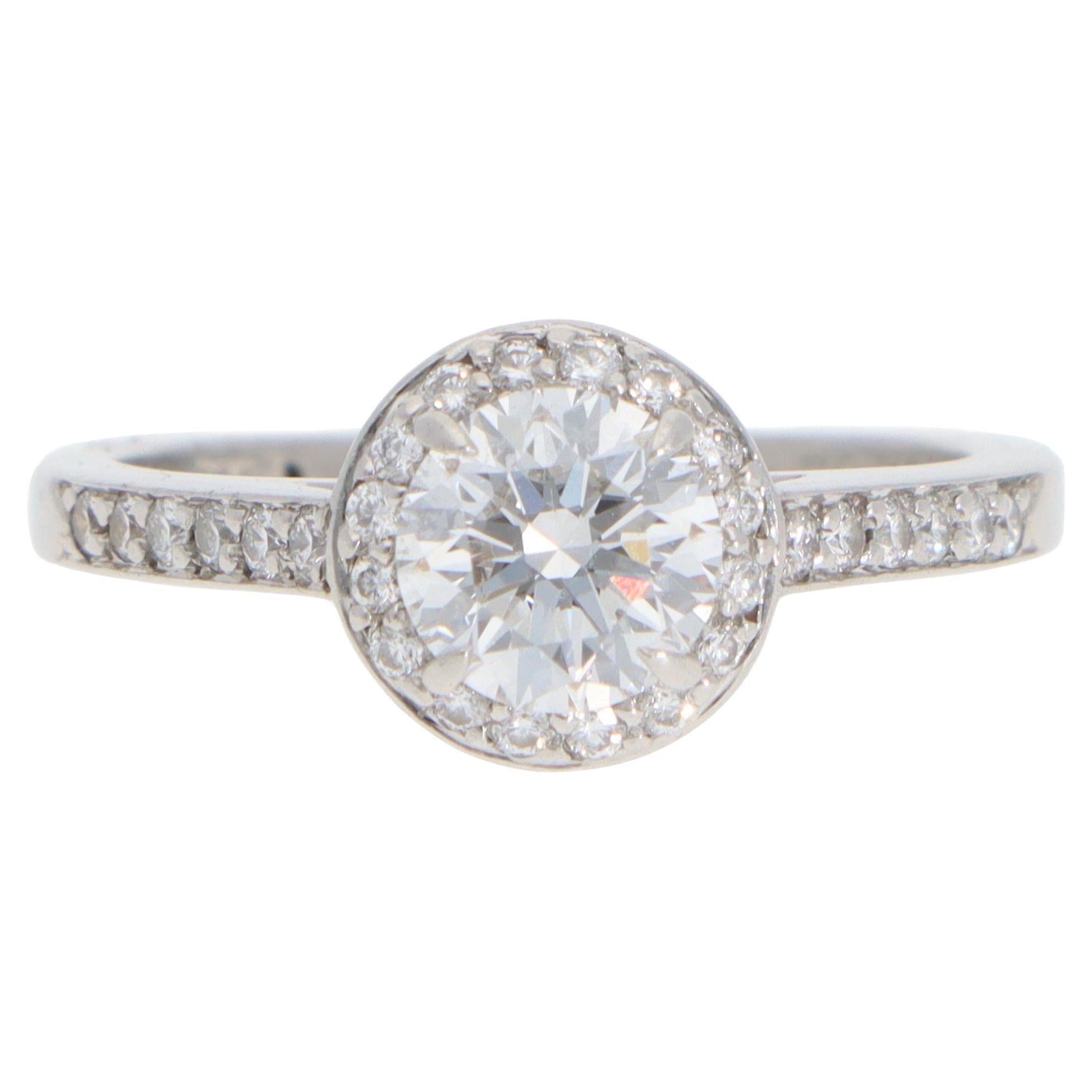 Vintage Tiffany & Co. Soleste D-Color Diamond Halo Ring in Platinum