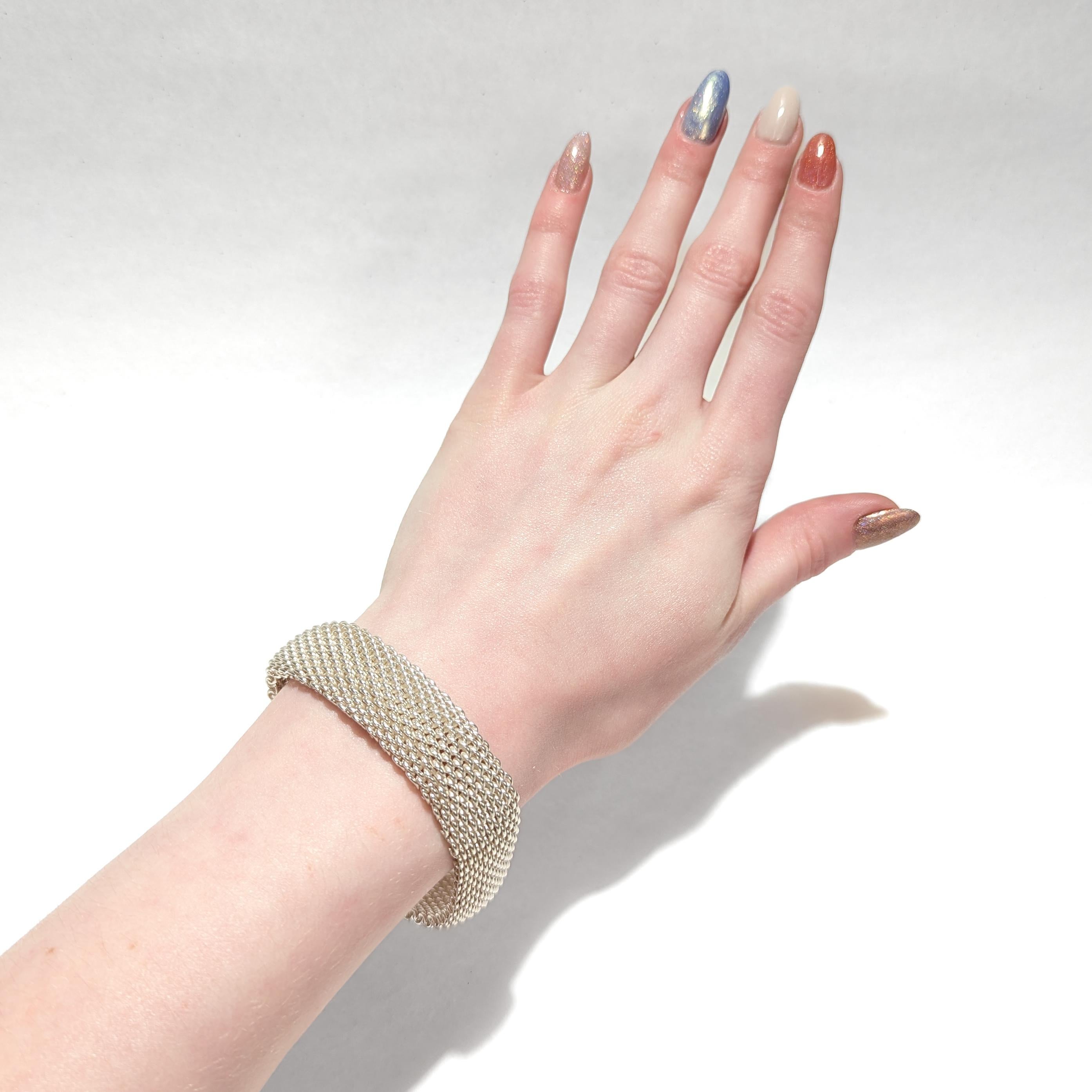 Retro Vintage Tiffany & Co. 'Somerset' Sterling Silver Mesh Bracelet