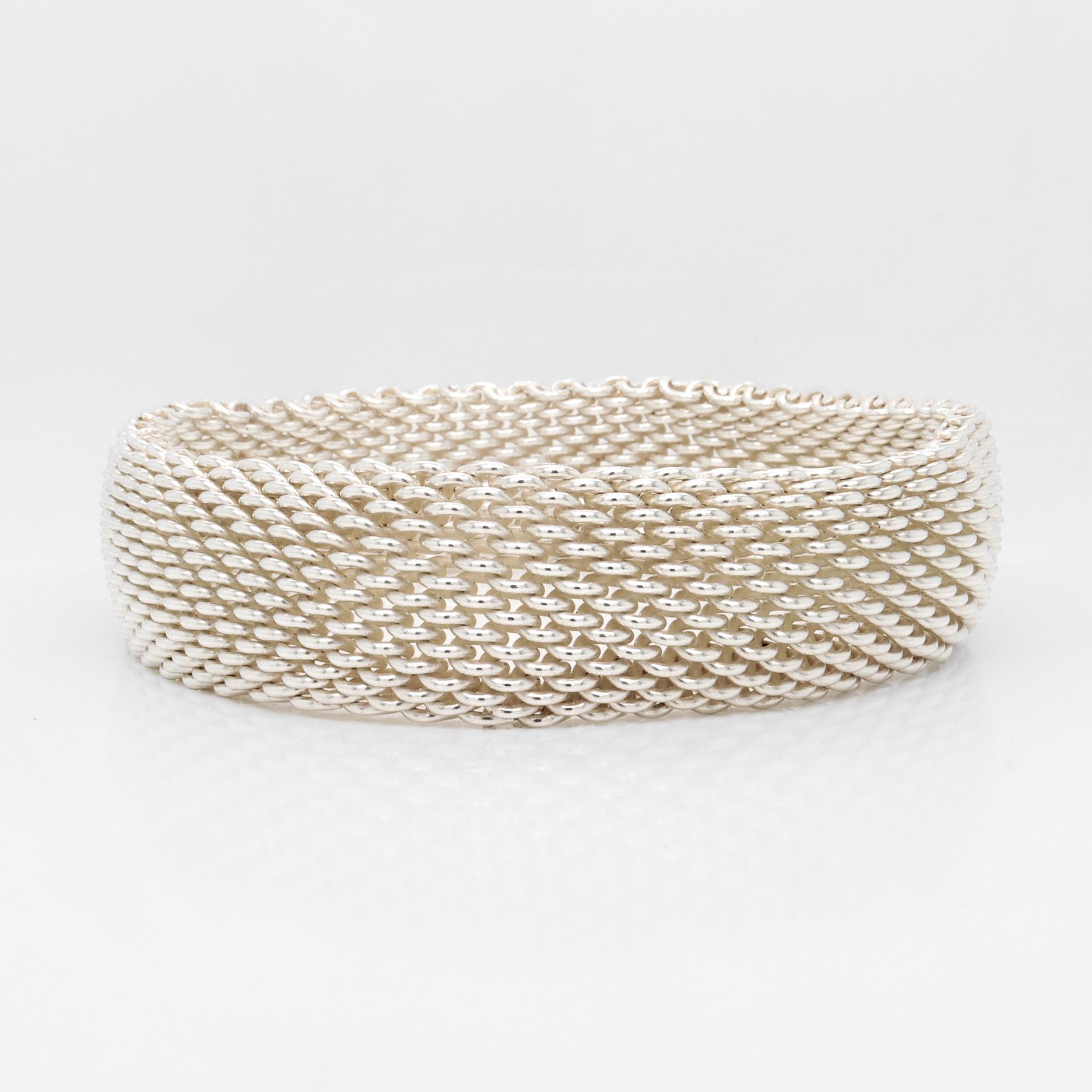 Women's Vintage Tiffany & Co. 'Somerset' Sterling Silver Mesh Bracelet