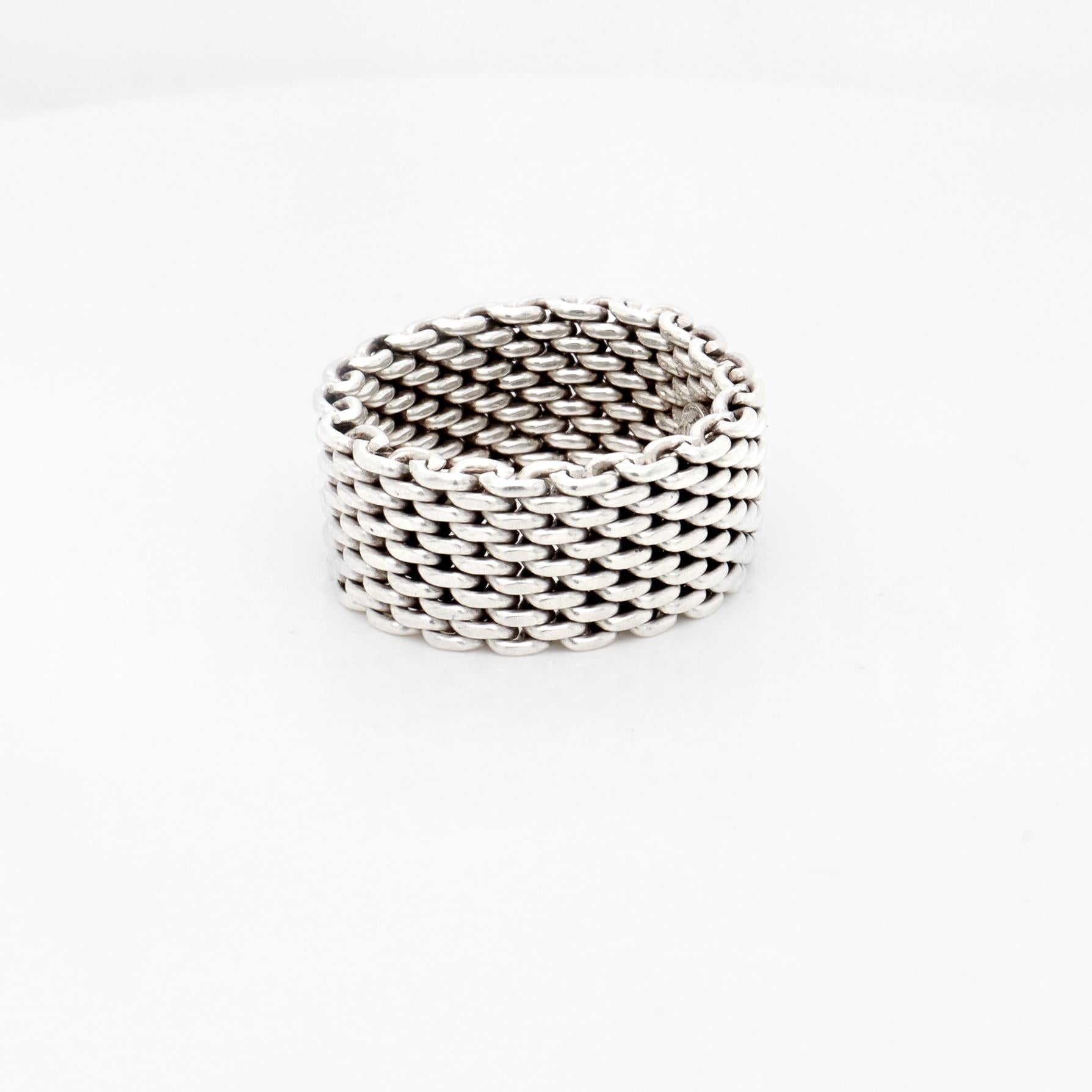 Vintage Tiffany & Co. 'Somerset' Sterling Silver Mesh Ring 5