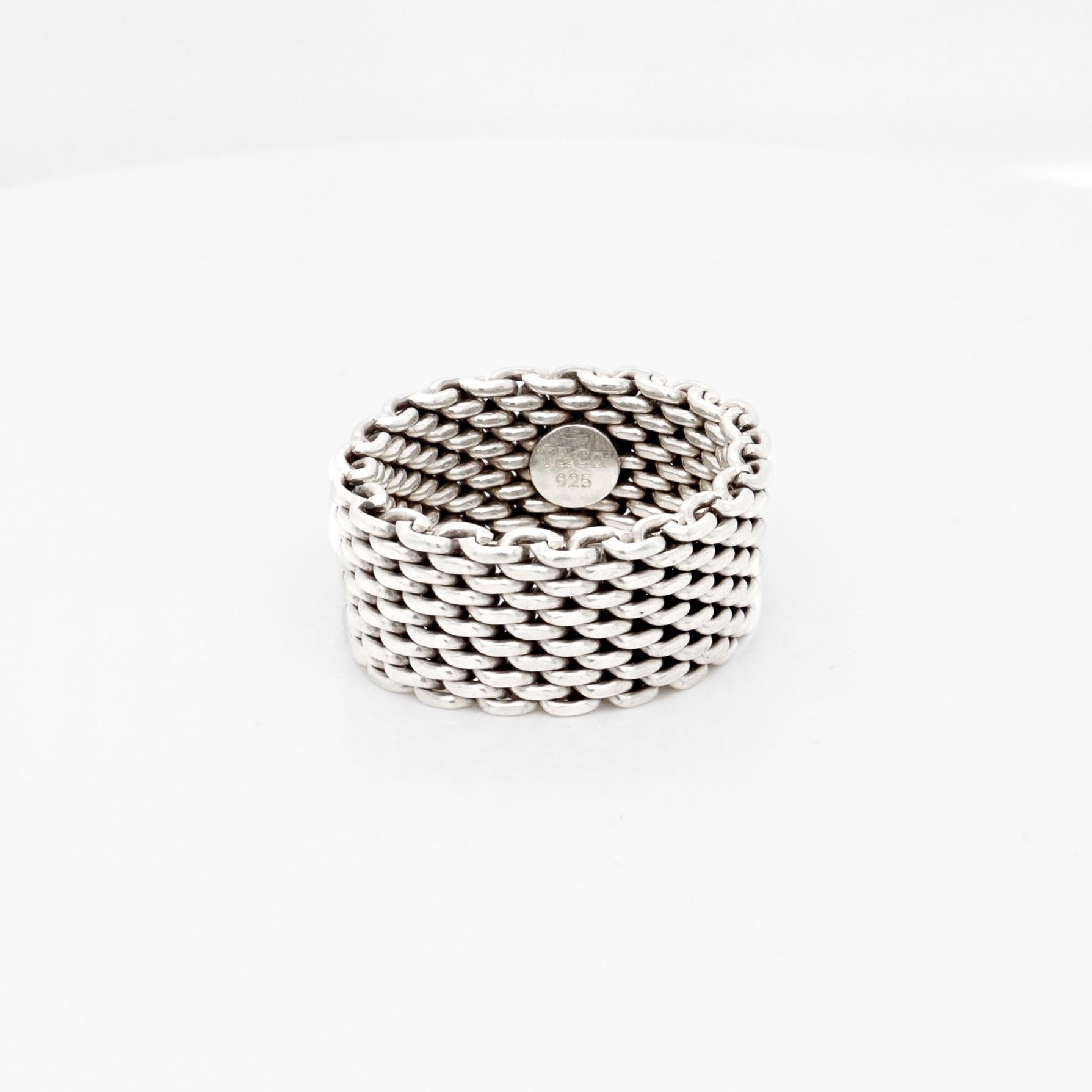 Vintage Tiffany & Co. 'Somerset' Sterling Silver Mesh Ring 6