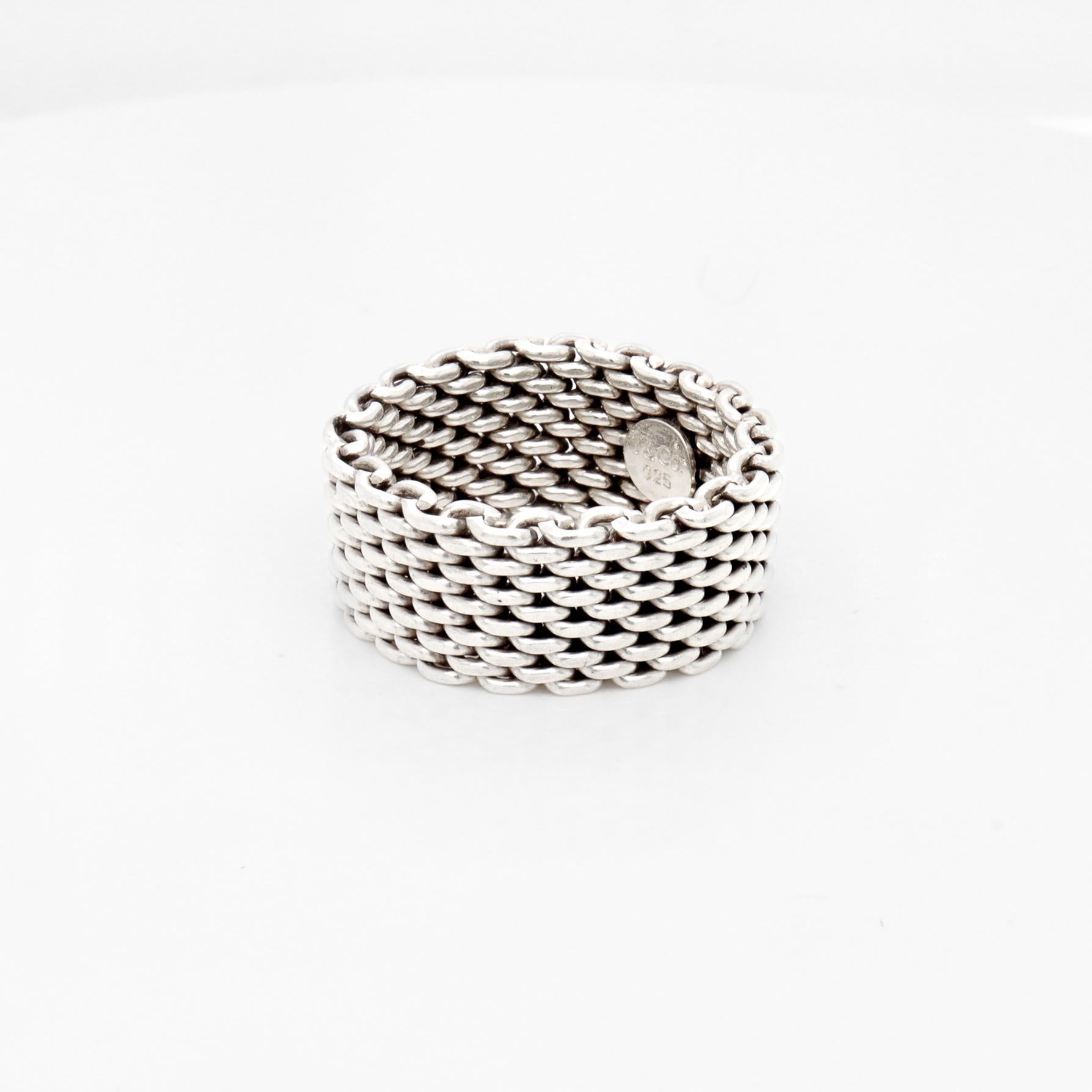 Vintage Tiffany & Co. 'Somerset' Sterling Silver Mesh Ring 7