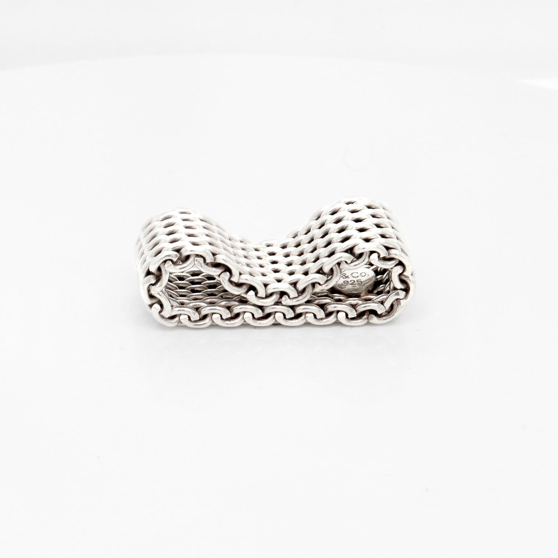 Vintage Tiffany & Co. 'Somerset' Sterling Silver Mesh Ring 1