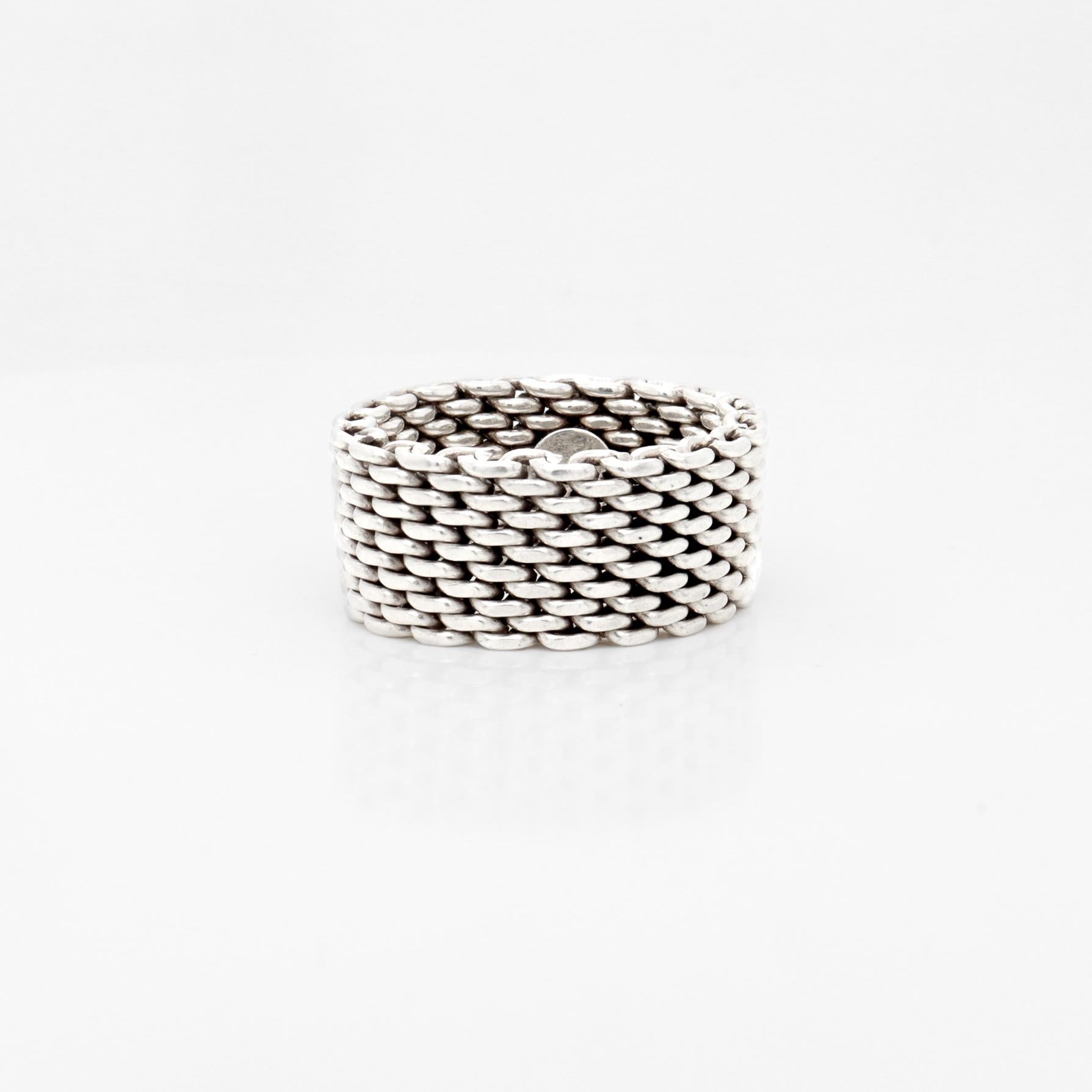 Vintage Tiffany & Co. 'Somerset' Sterling Silver Mesh Ring 2