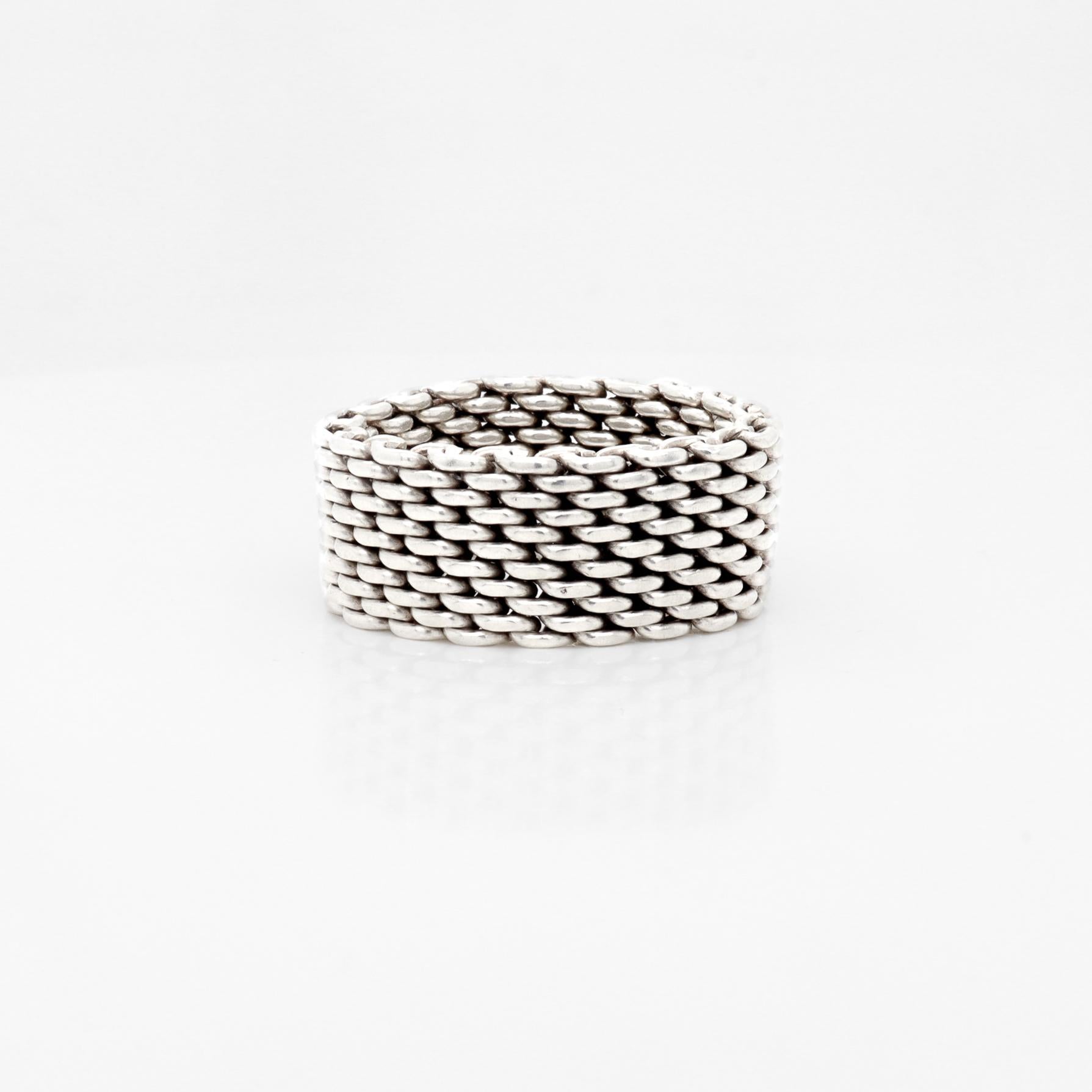 Vintage Tiffany & Co. 'Somerset' Sterling Silver Mesh Ring 3