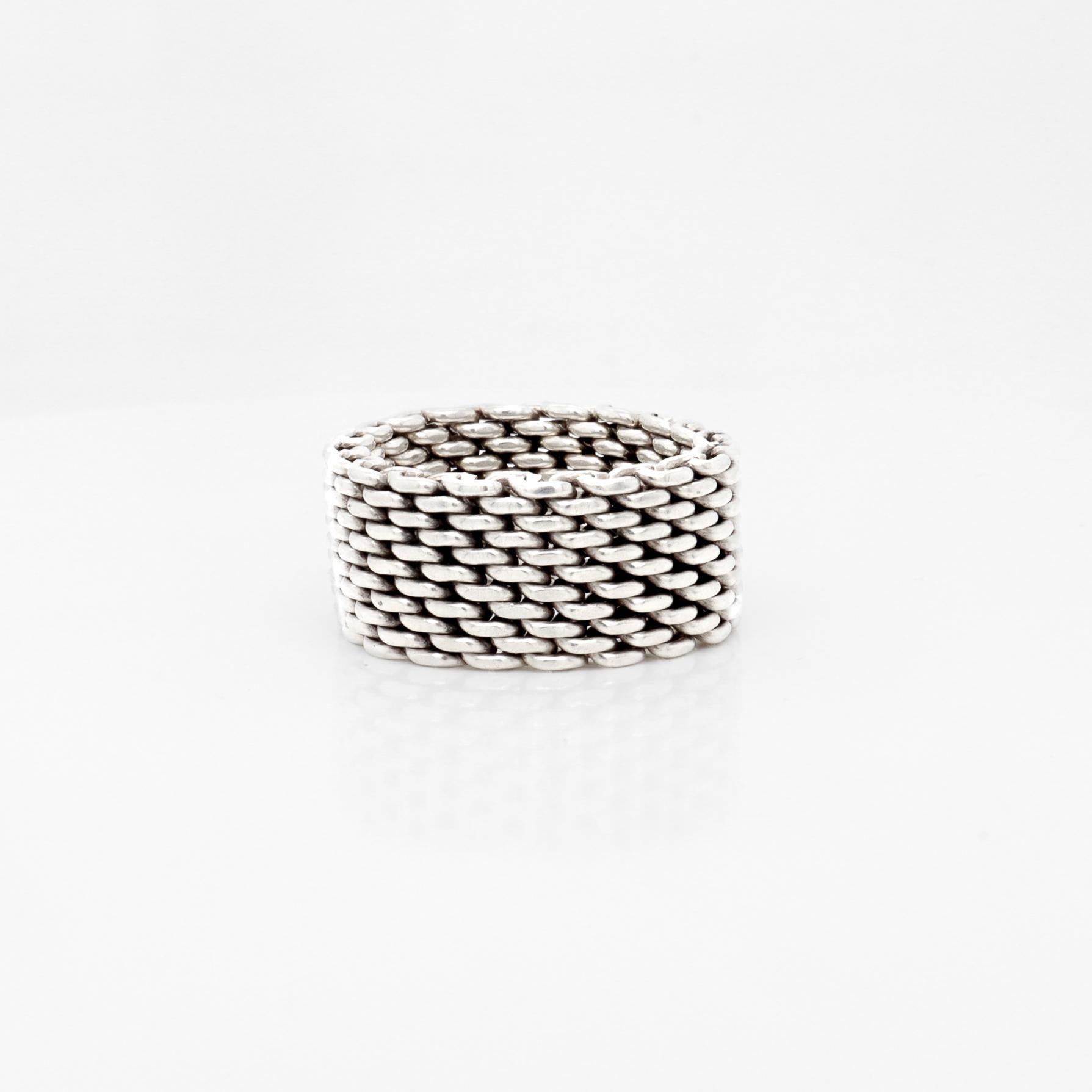 Vintage Tiffany & Co. 'Somerset' Sterling Silver Mesh Ring 4
