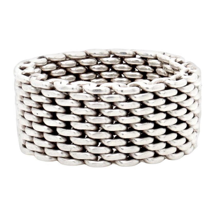 Vintage Tiffany & Co. 'Somerset' Sterling Silver Mesh Ring