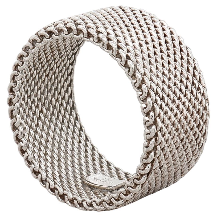 Vintage Tiffany & Co. 'Somerset' Sterling Silver Mesh Ring