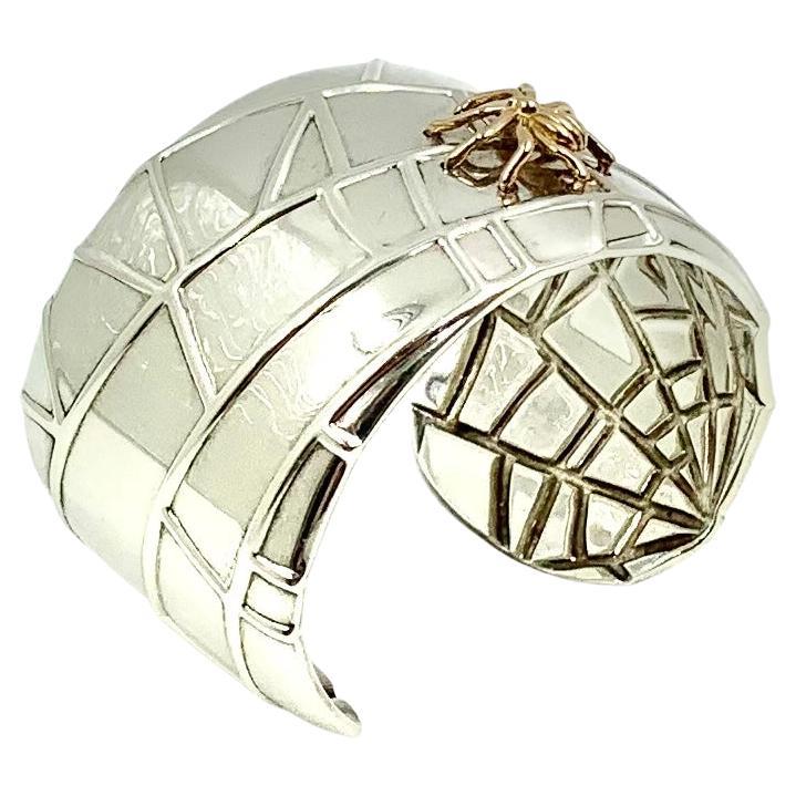 Weinlese Tiffany & Co. Sterling Silber 18K Gelbgold Spinnen Manschettenarmband