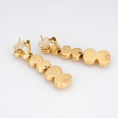 Vintage Tiffany & Co Spiro Earrings C1993 Swirl Long Drops 18k Yellow Gold