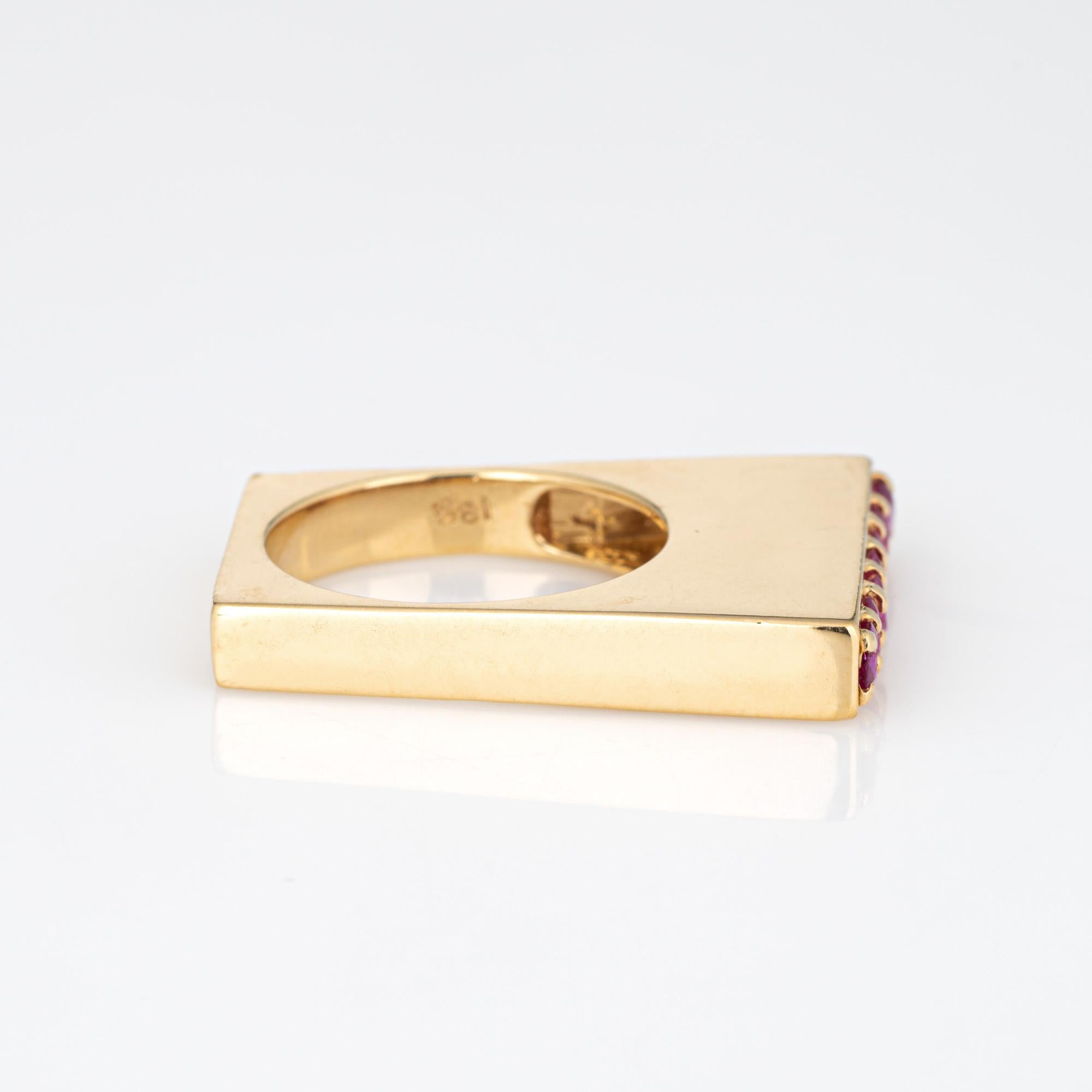 Modern Vintage Tiffany & Co square ruby ring, crafted in 18k yellow gold (circa 1970s). For Sale