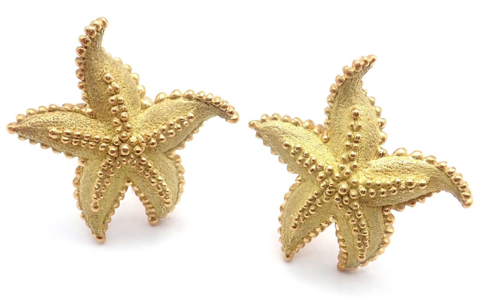 Vintage Tiffany & Co Starfish 18k Yellow Gold Large Earrings In Excellent Condition For Sale In Holland, PA
