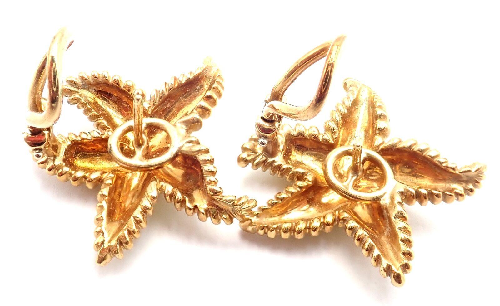 Vintage Tiffany & Co Starfish 18k Yellow Gold Large Earrings For Sale 2
