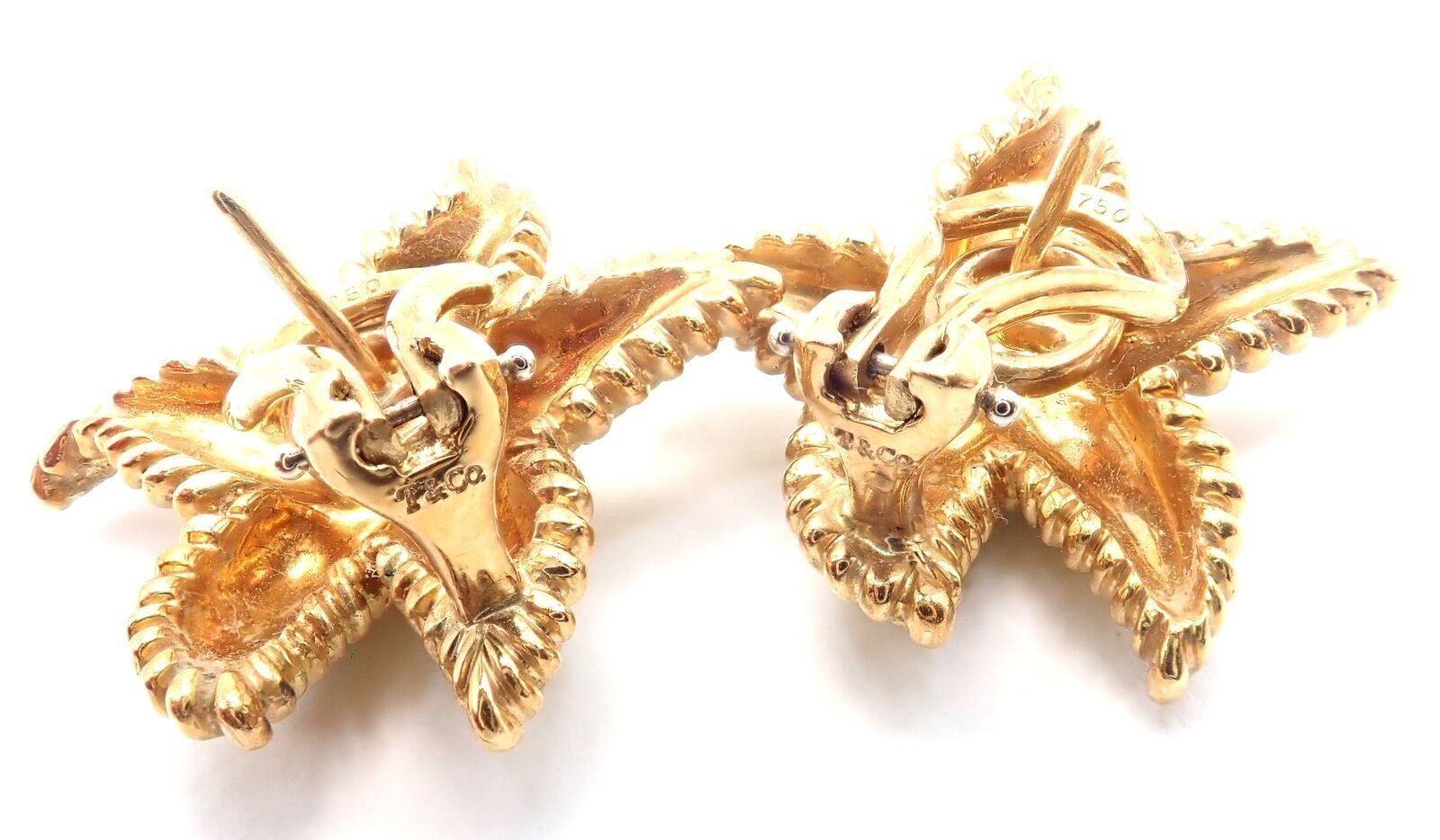 Vintage Tiffany & Co Starfish 18k Yellow Gold Large Earrings For Sale 3