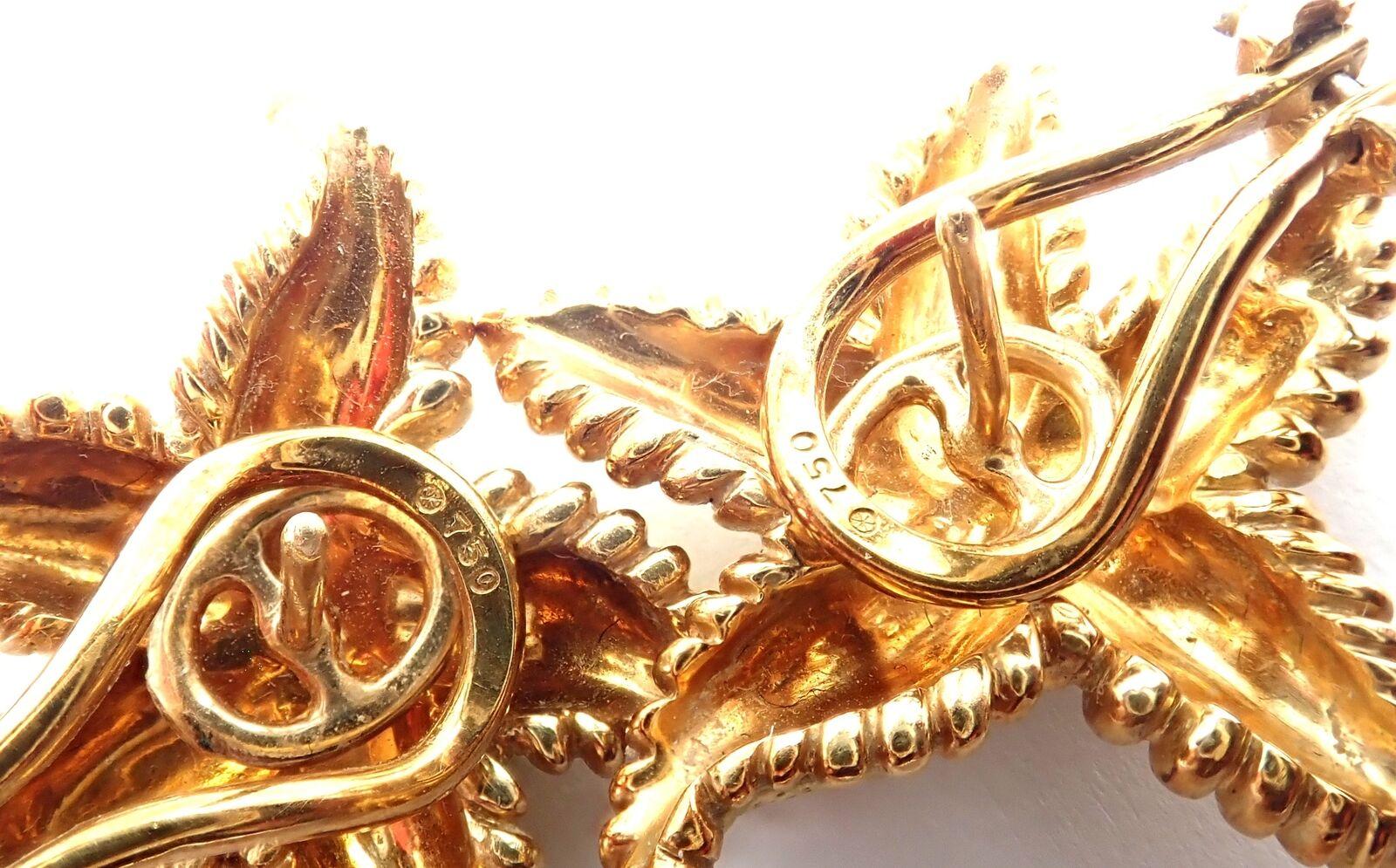 Vintage Tiffany & Co Starfish 18k Yellow Gold Large Earrings For Sale 4