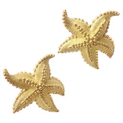 Vintage Tiffany & Co Starfish 18k Yellow Gold Large Earrings