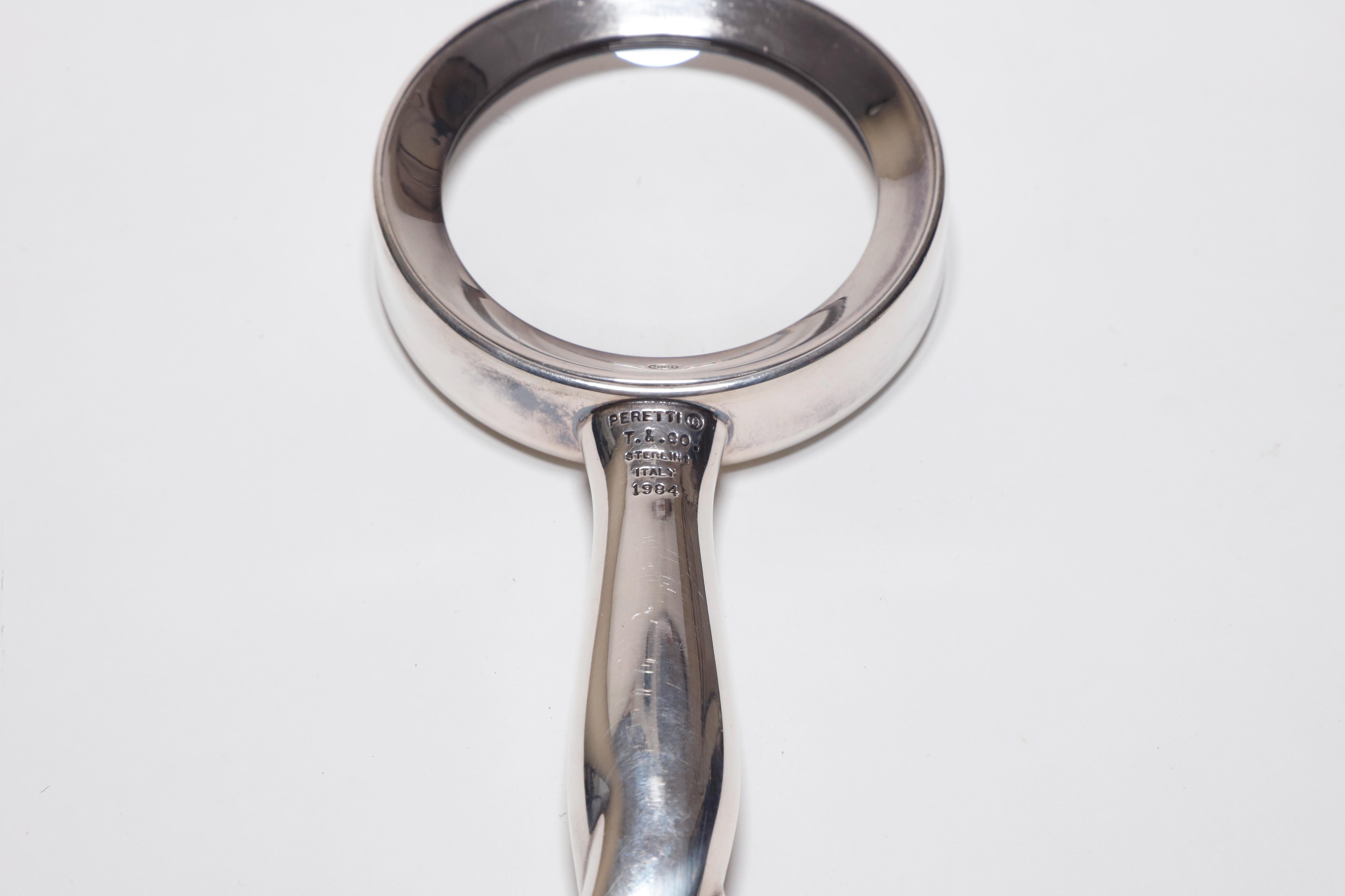 Weinlese Tiffany & Co. Vergrößerungsglas „Padova“ aus Sterlingsilber von Elsa Peretti  (Metallarbeit) im Angebot