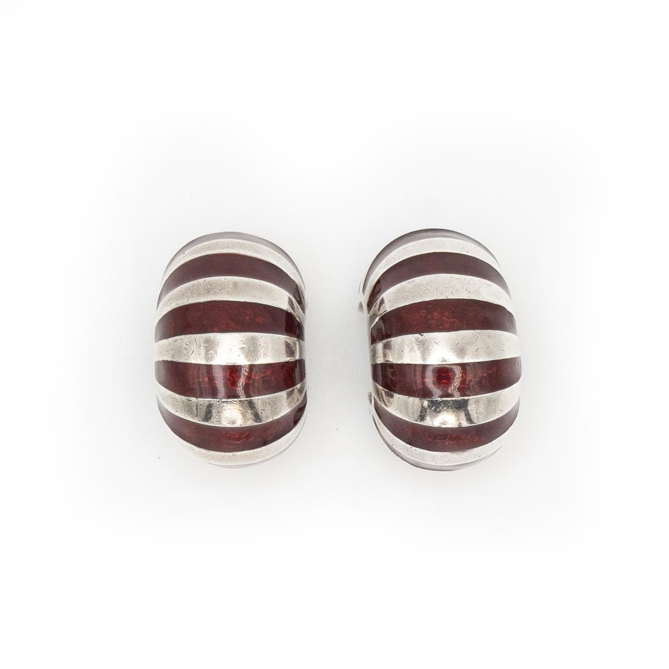 Pendientes vintage en forma de gamba de esmalte rojo carmesí Tiffany & Co. de plata esterlina en venta 4