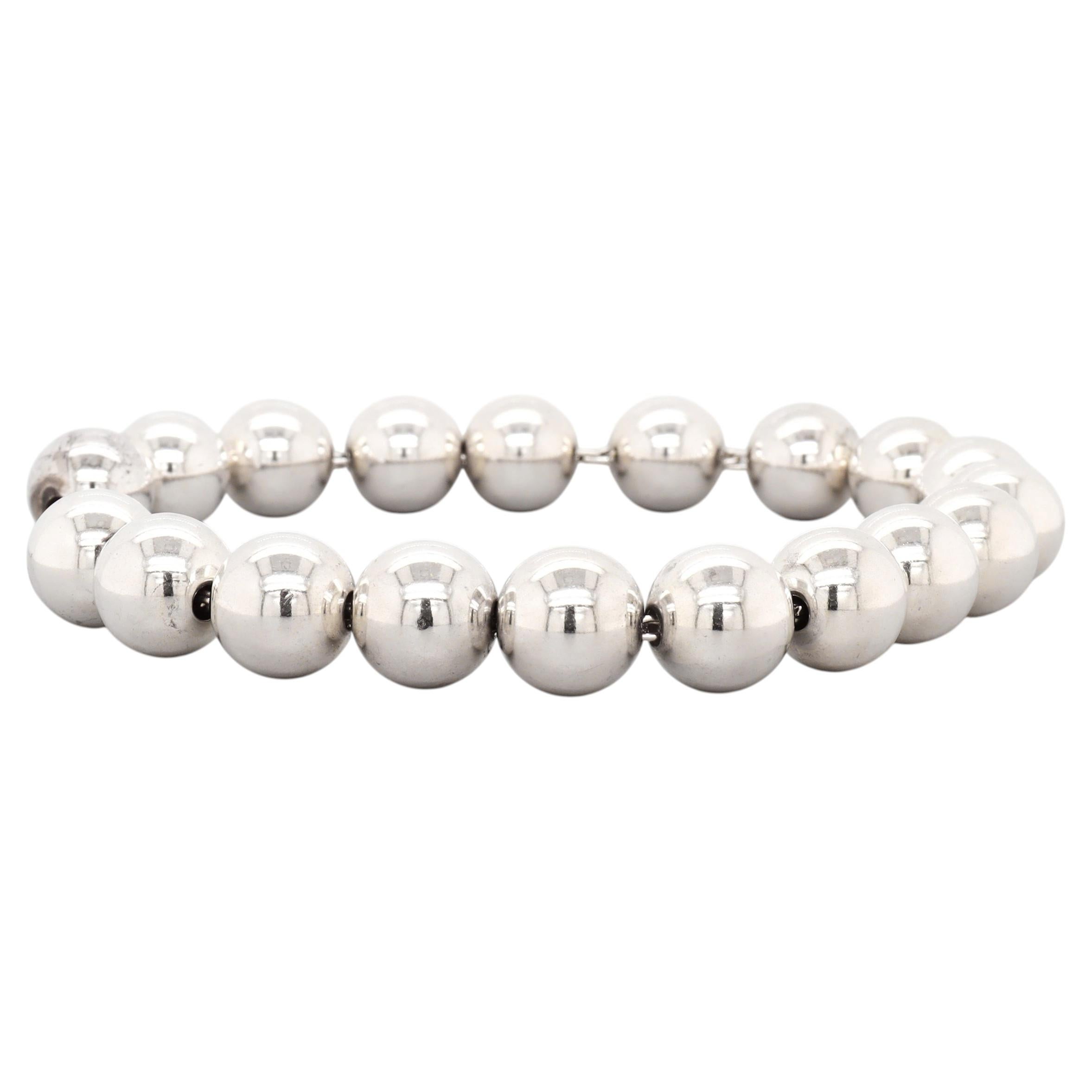 Vintage Tiffany & Co. Sterling Silver 10mm Beaded Bracelet