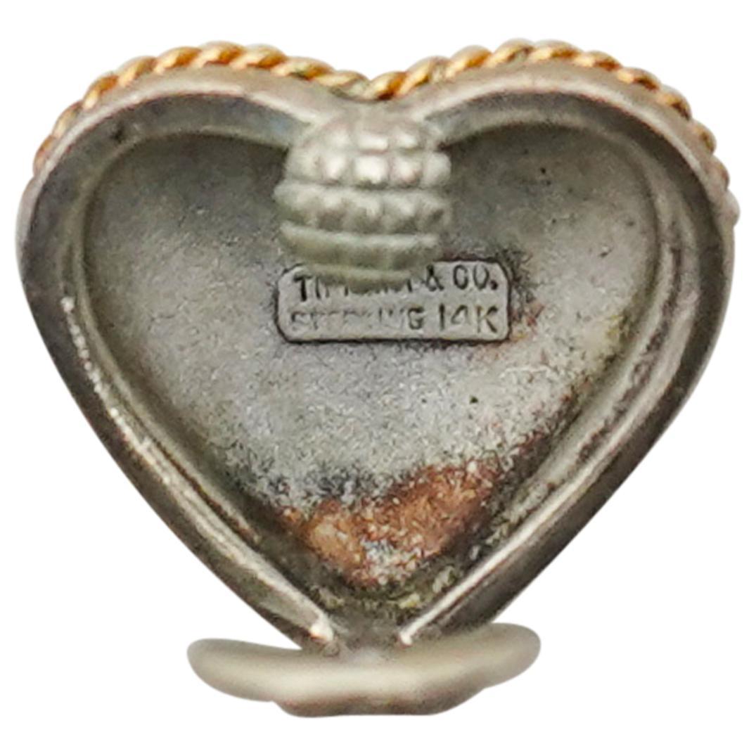 Vintage Tiffany Co Sterling Silver 14 Karat Yellow Gold Heart Shaped Earrings en venta 4